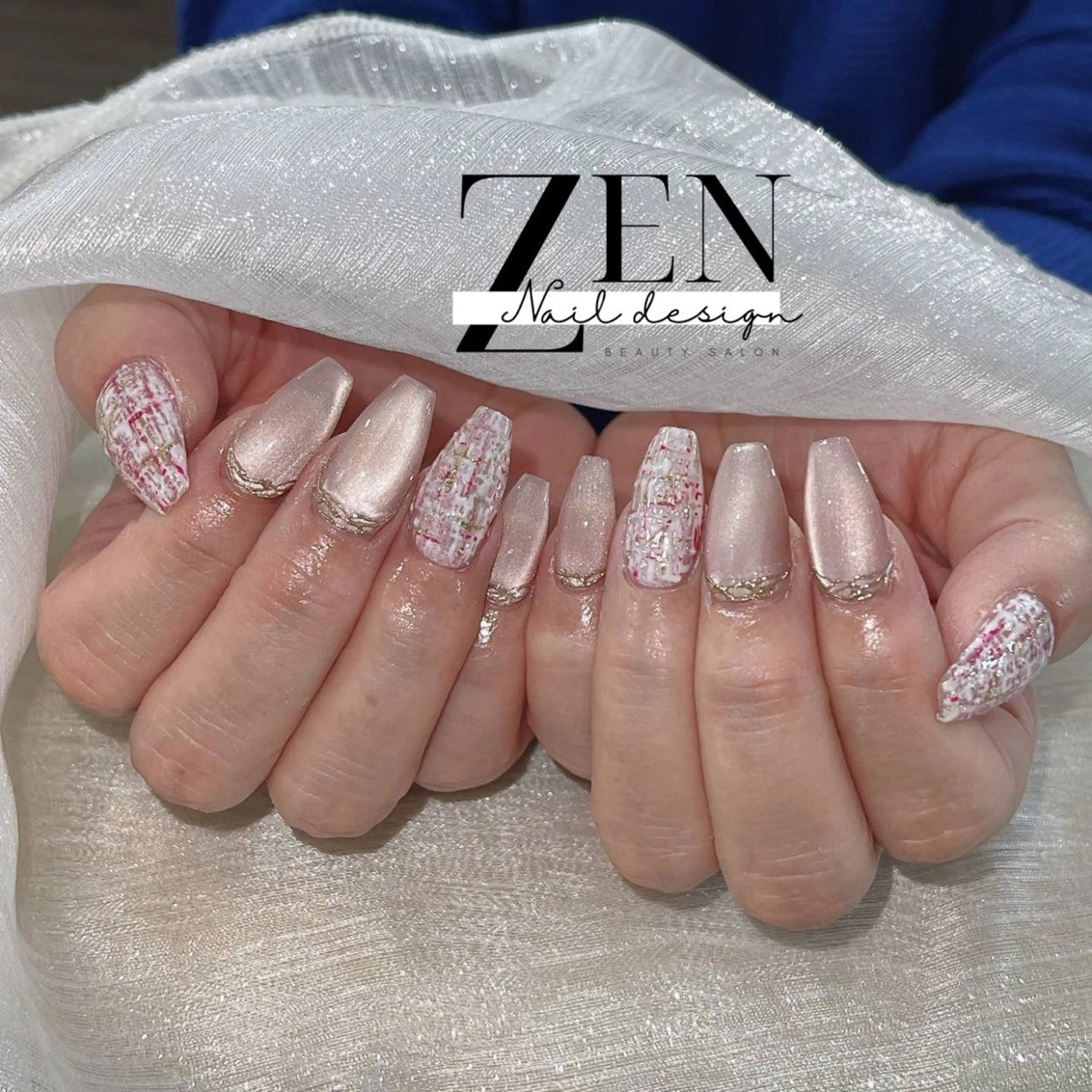 ネイル チークネイル 長さ出し フレンチネイル 韓国ネイル マグネットネイル ハンドネイル Zen Nail Design 池袋のネイルデザイン