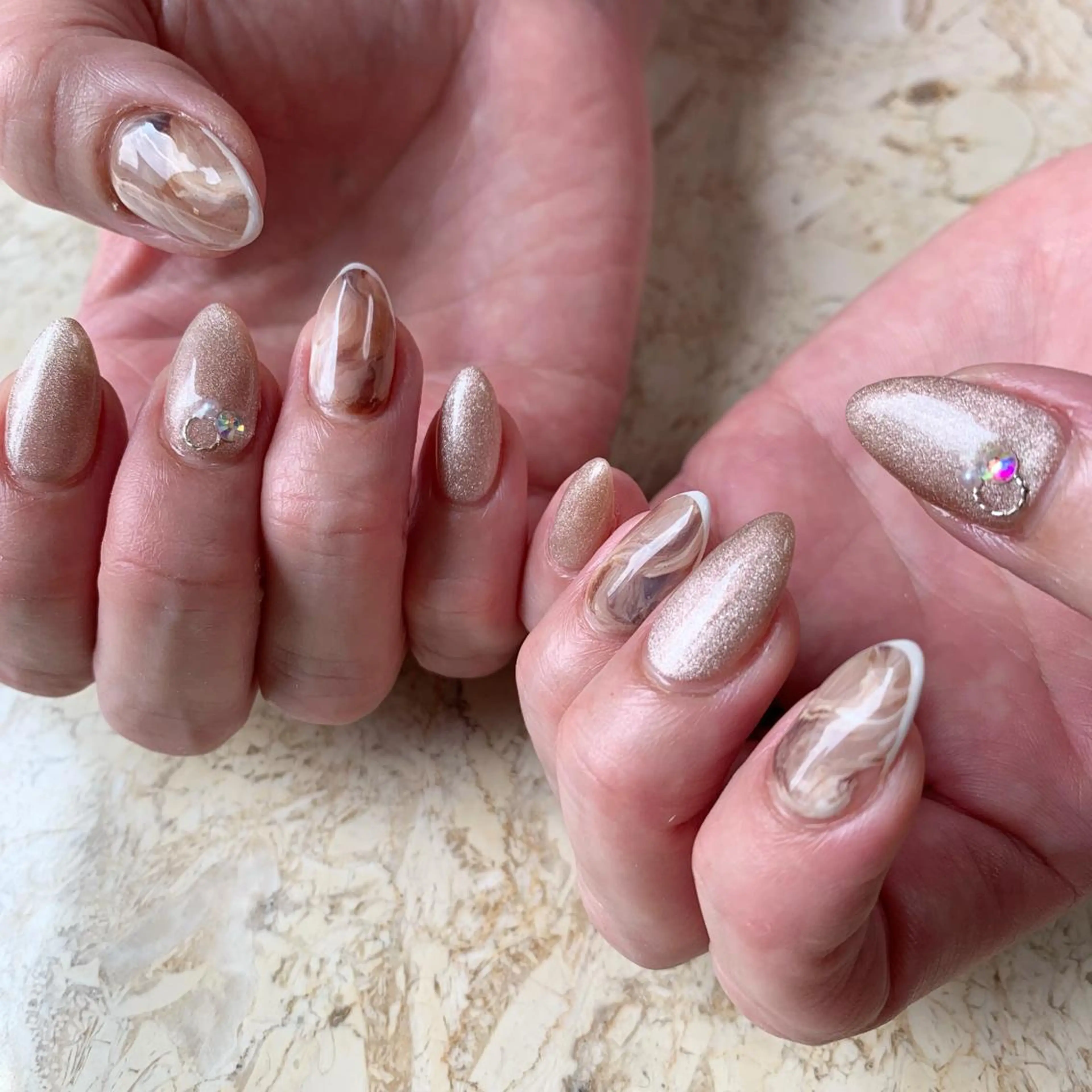 ネイル ジェルネイル 大理石ネイル(マーブル) パラジェル 春ネイル 夏ネイル ハンドネイル フットネイル nail salon mieux(ミュー)のネイルデザイン