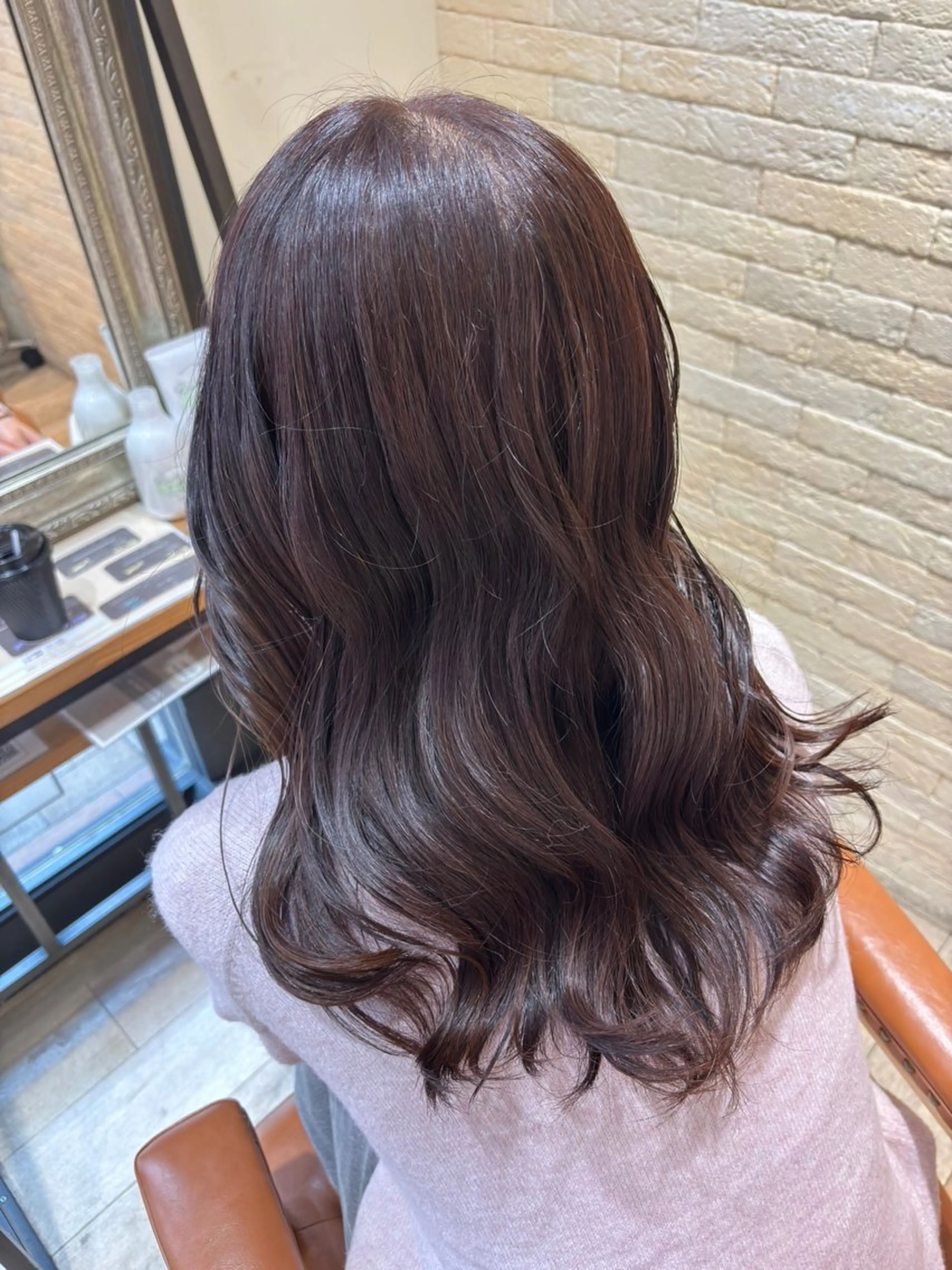 セミロング カラー ブラウンカラー ピンクカラー ピンクブラウン ヘアカラー トリートメント Fukuma Karinのヘアスタイル