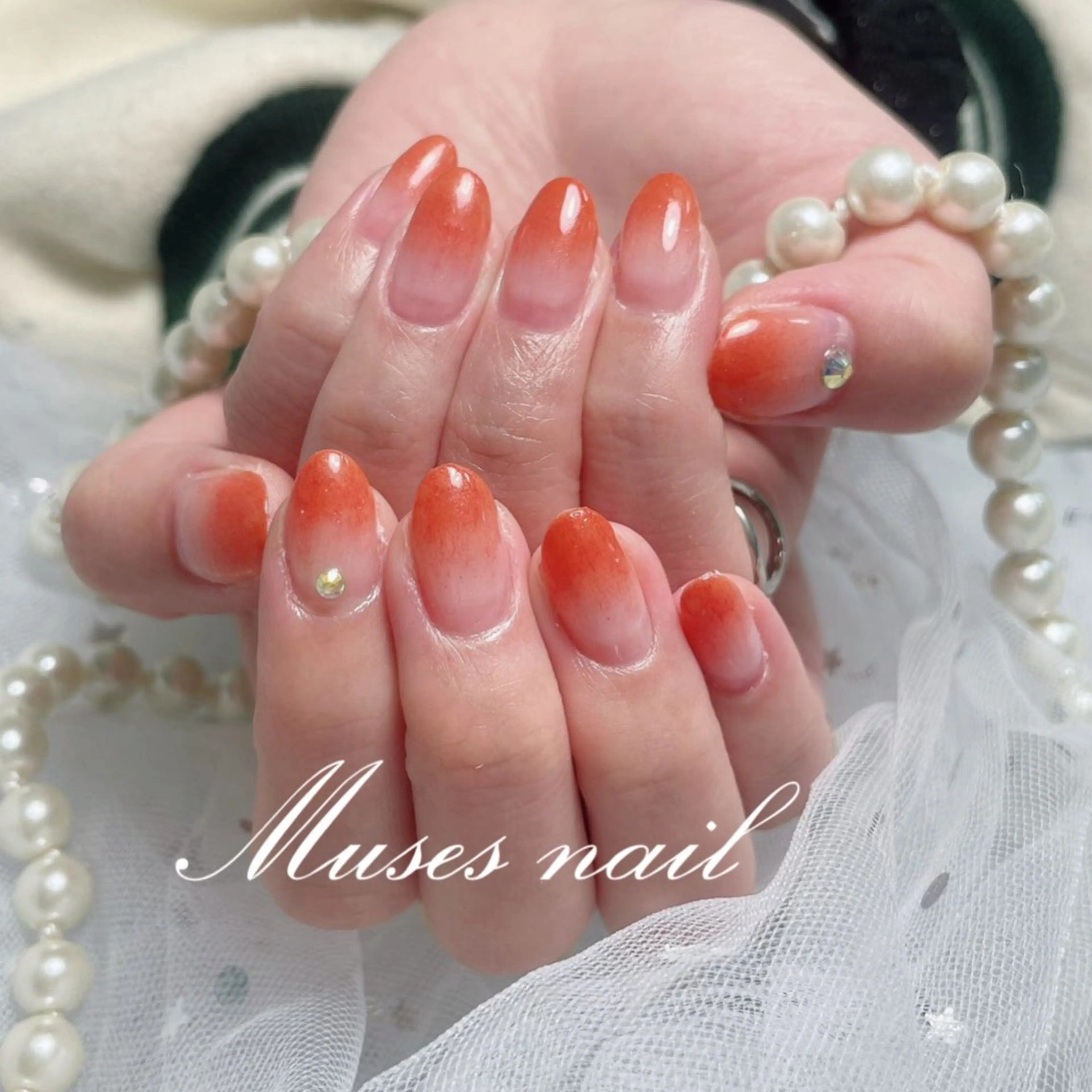 ネイル オーロラネイル チークネイル 長さ出し フレンチネイル ジェルネイル MUSES  NAIL  SALON所属・MUSES ネイルのネイルデザイン