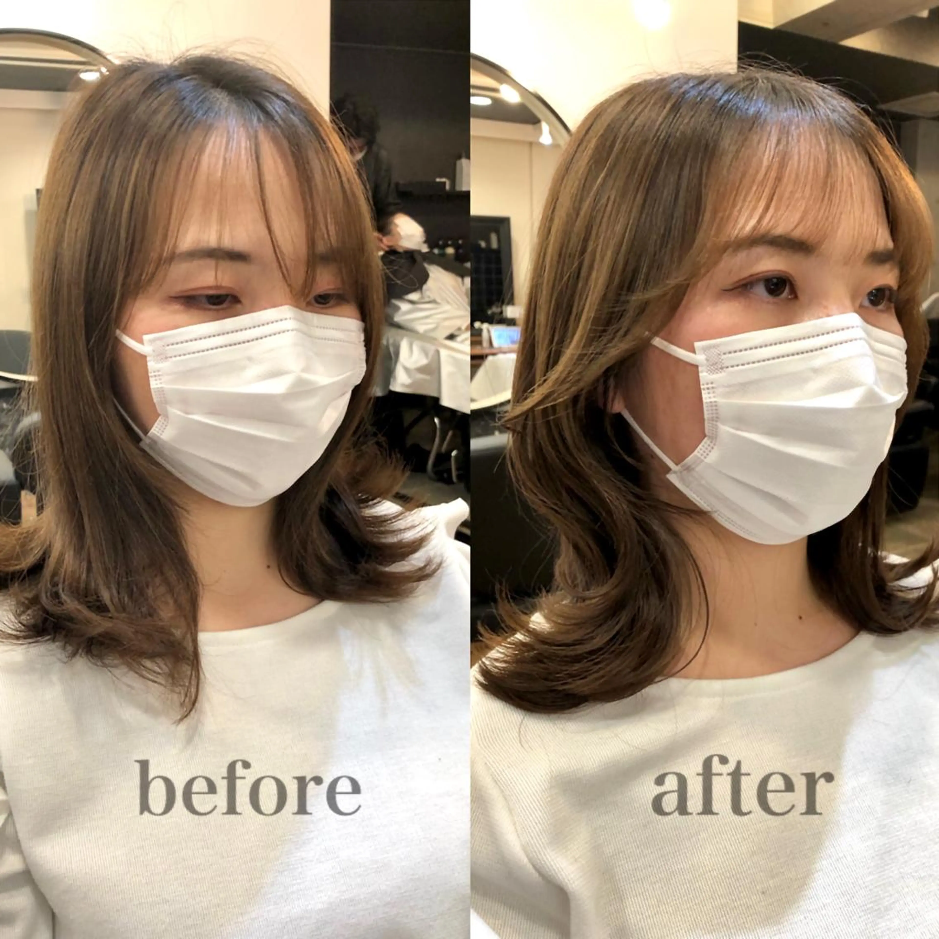 セミロング 顔周りカット トレンドヘア🌿 森  一愛のヘアスタイル