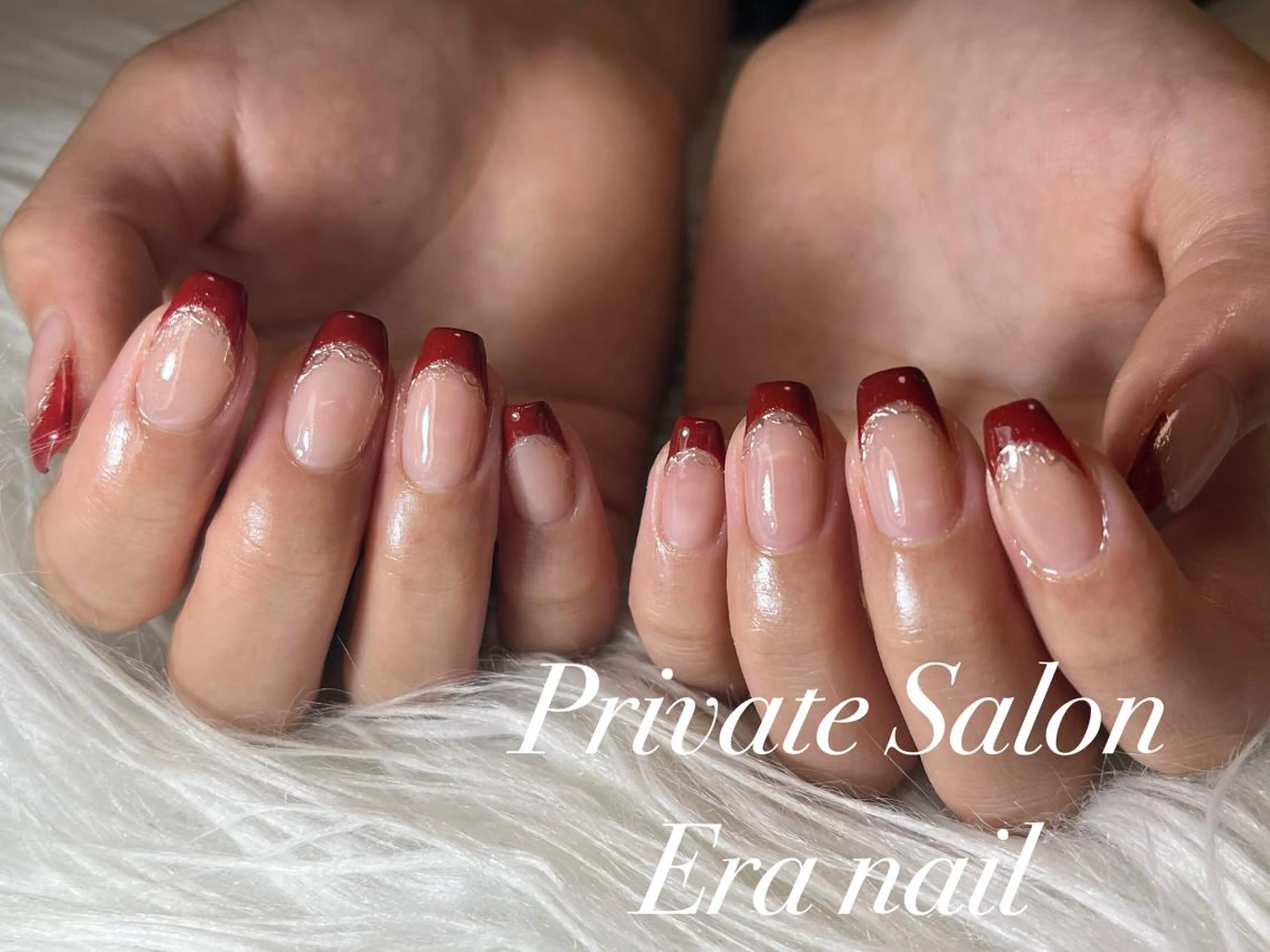 ネイル ボルドー フレンチネイル ミラーネイル Era nailのネイルデザイン