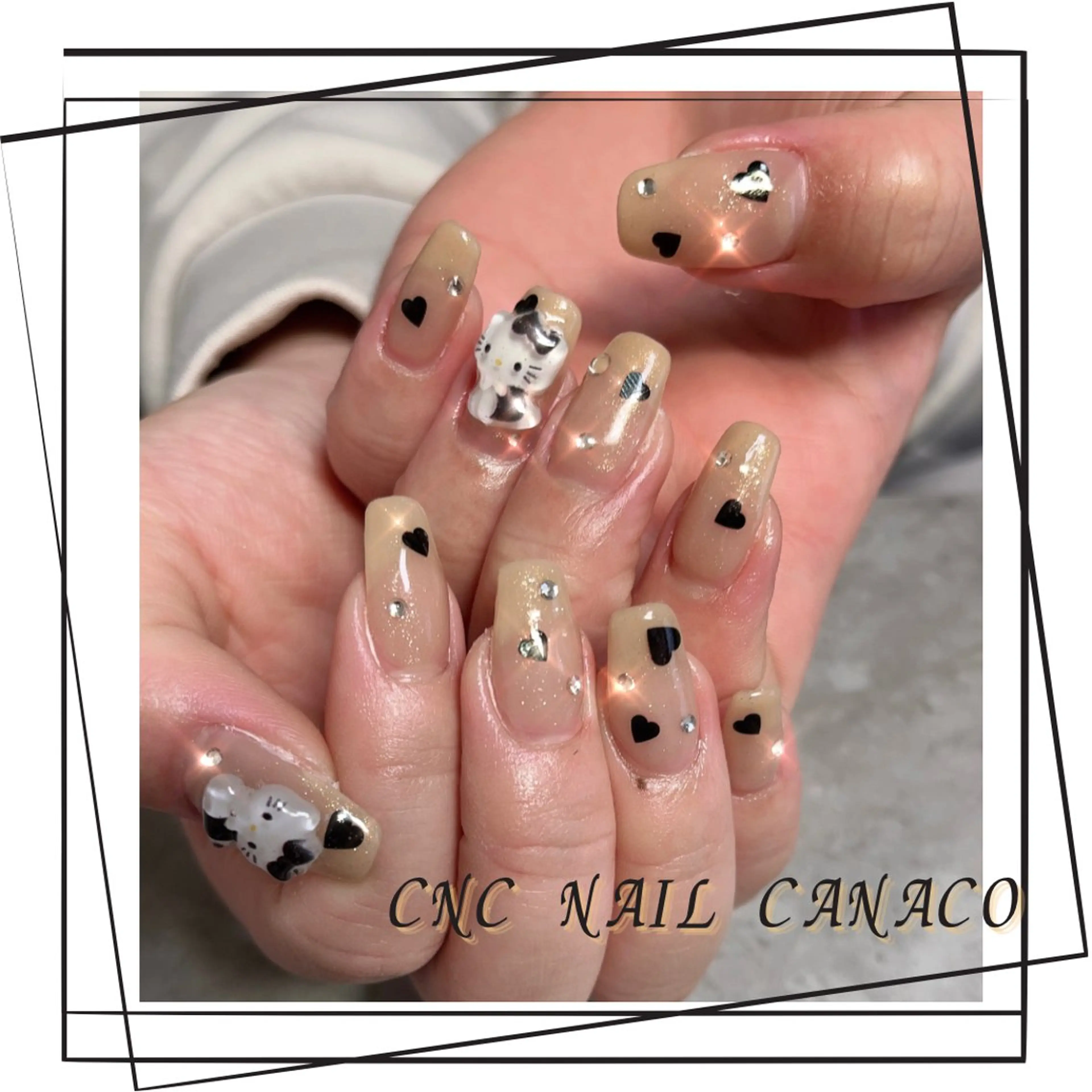 ネイル アートネイル ハート 持ち込み ハンドネイル ハンドケア Felice所属・ベテランネイル cnc  nailのネイルデザイン