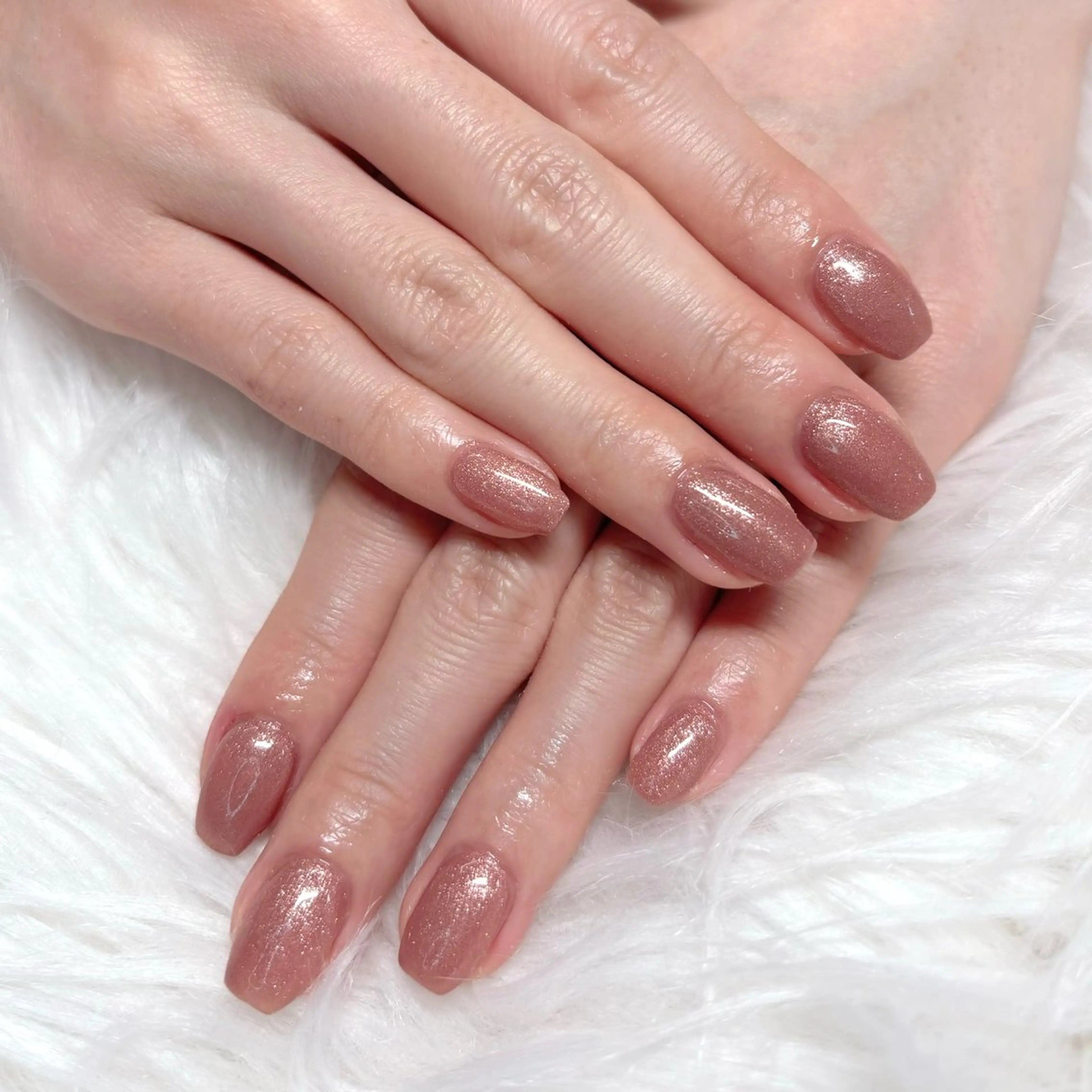 ネイル ブラウン ジェルネイル オフィスネイル パラジェル ピンク ハンドネイル Noix nailのネイルデザイン