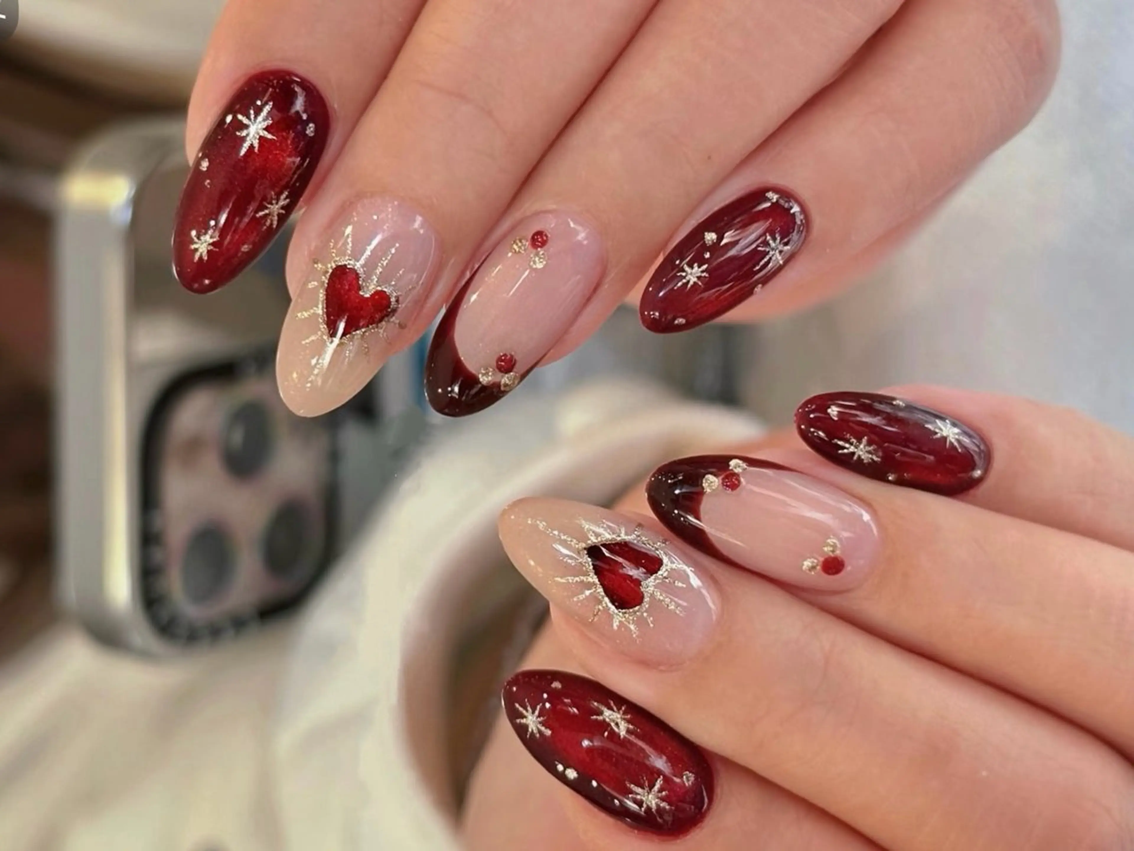 ネイル フットネイル フレンチネイル グラデーション ハート 氷ネイル・うるうるネイル ハンドネイル Lynn_ Nailのネイルデザイン