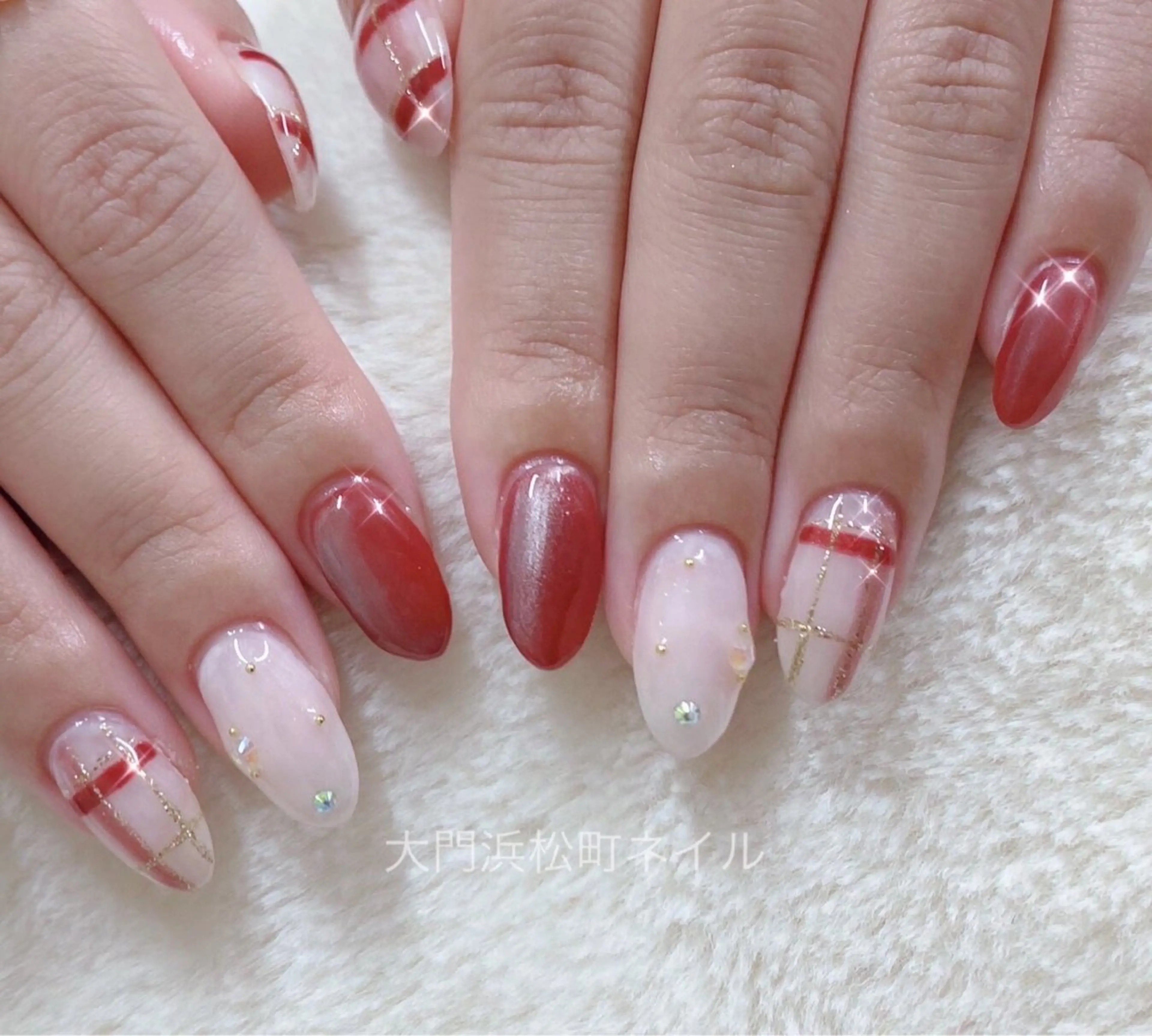 ネイル フレンチネイル ガラスフレンチ マグネットネイル マグネットフレンチ ミラーネイル ハンドネイル ハンドケア 大門浜松町 ネイルのネイルデザイン