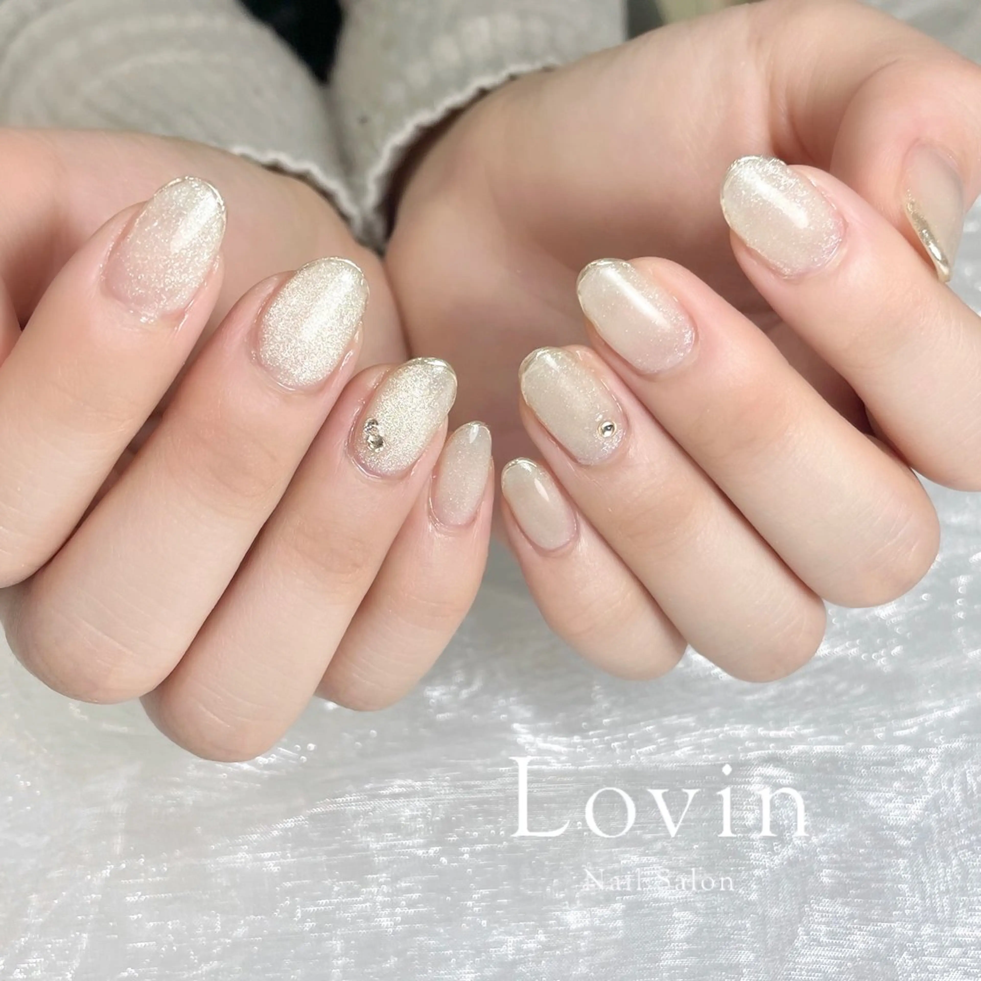 ネイル フレンチネイル ジェルネイル マグネットネイル ミラーネイル オフィスネイル パラジェルプレミアムサロン nail care &spa Lovin［ラヴィン］所属・Azegami Minaのネイルデザイン