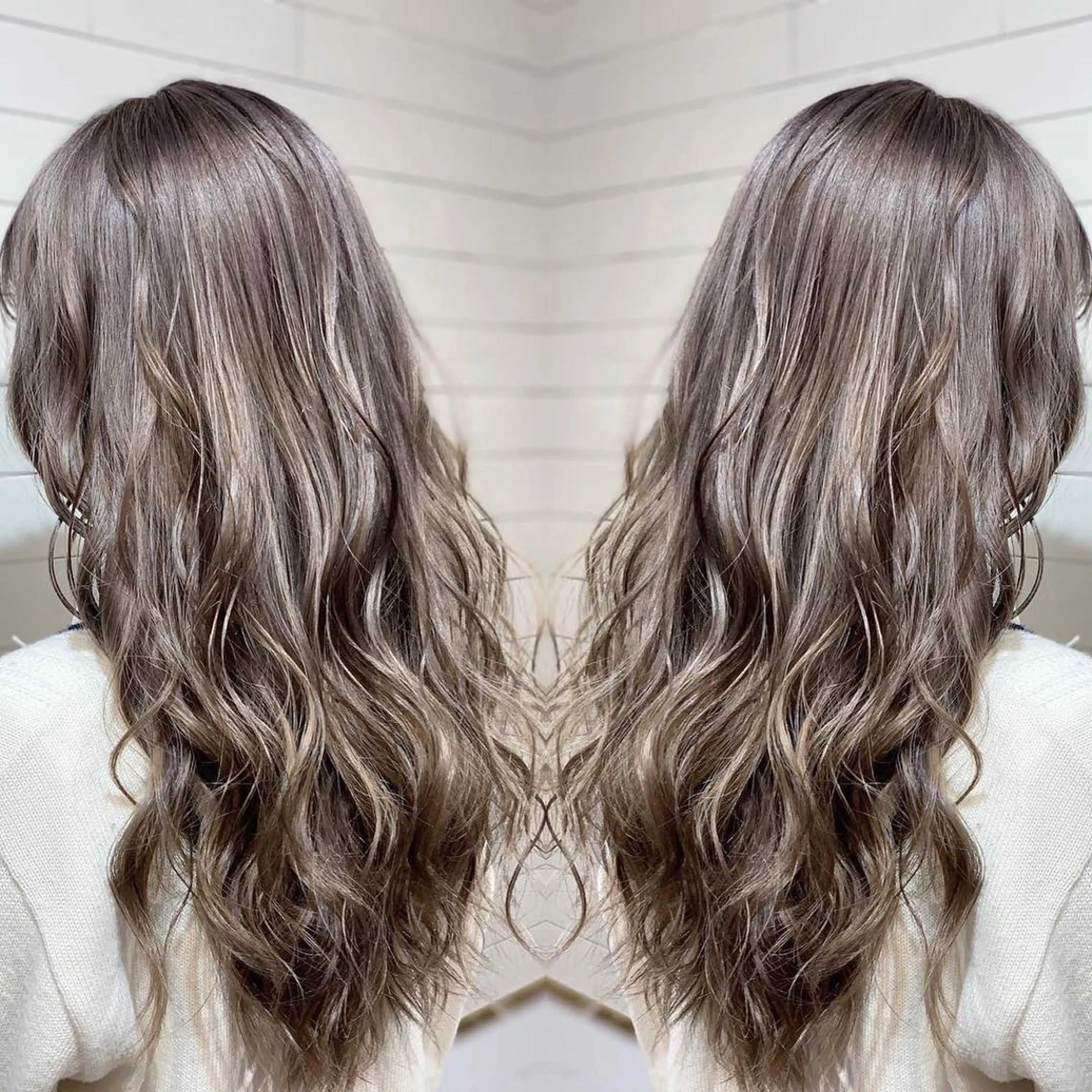 セミロング カラー ヘアアレンジ 髪質改善×ハイトーン 中田啄也のヘアスタイル