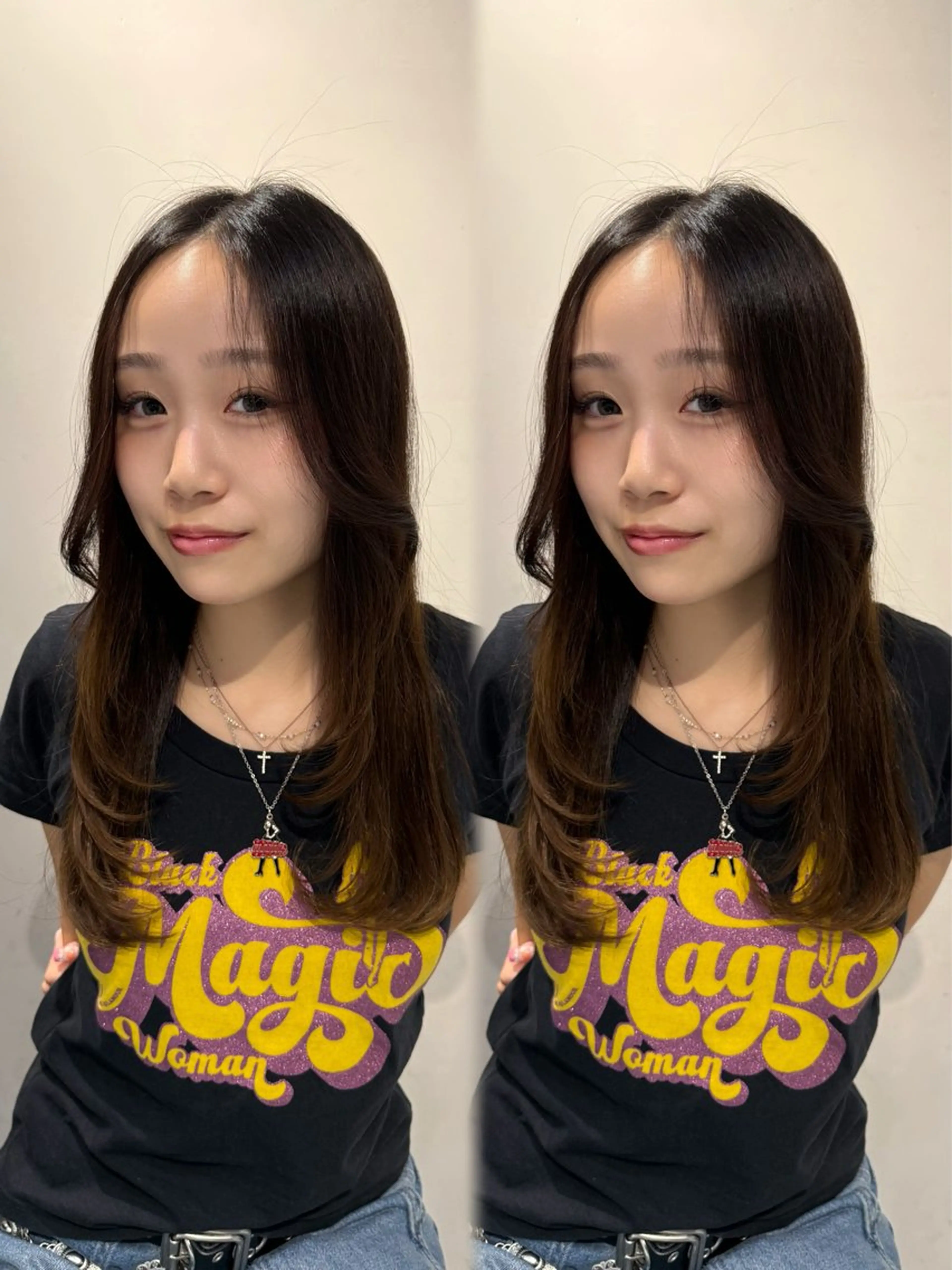 ロング あんな🦋レイヤー カット/透明感カラーのヘアスタイル