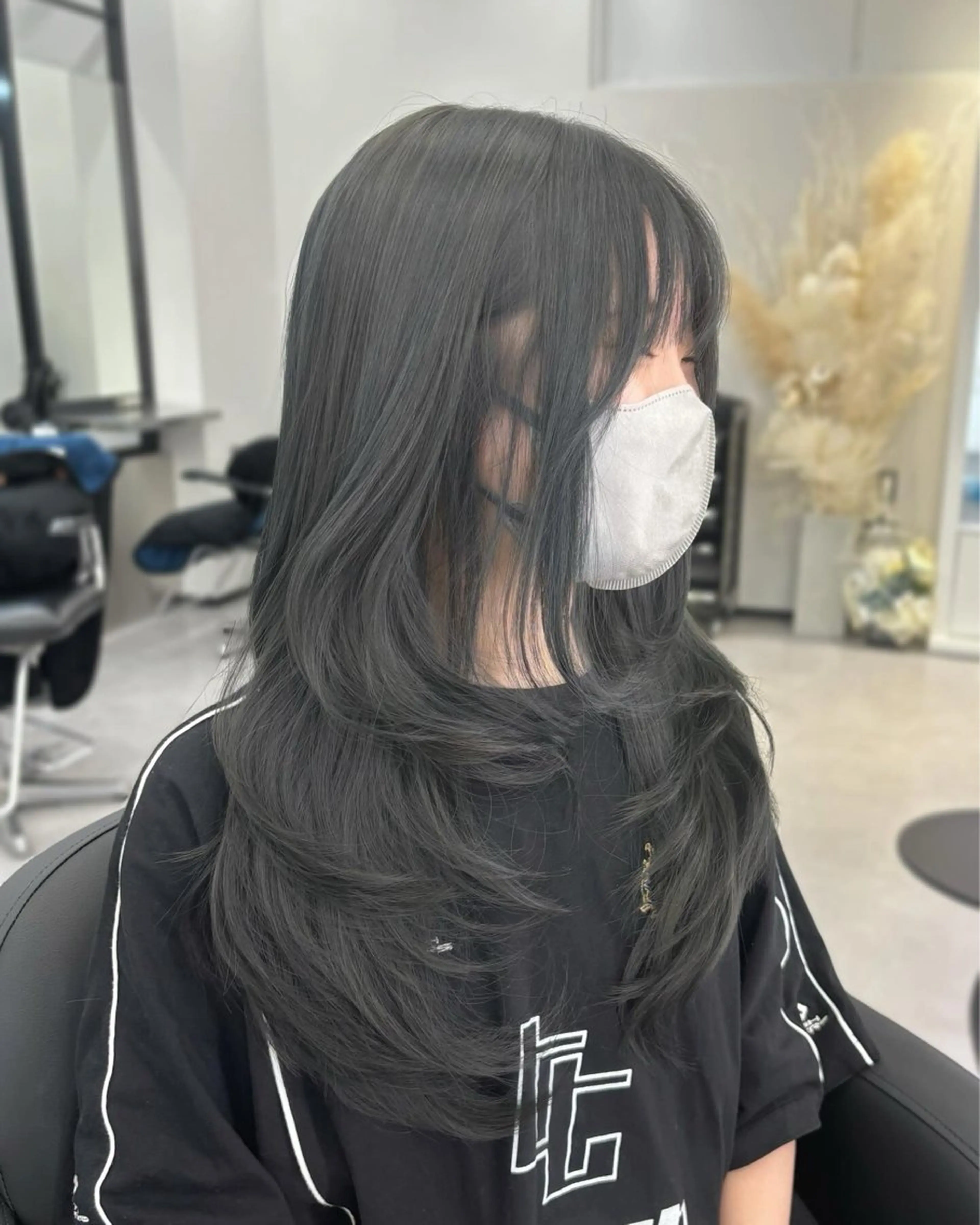 ロング カラー カット ヘアカラー トリートメント ブリーチなしレイヤー 髪質改善/韓国ヘアのヘアスタイル