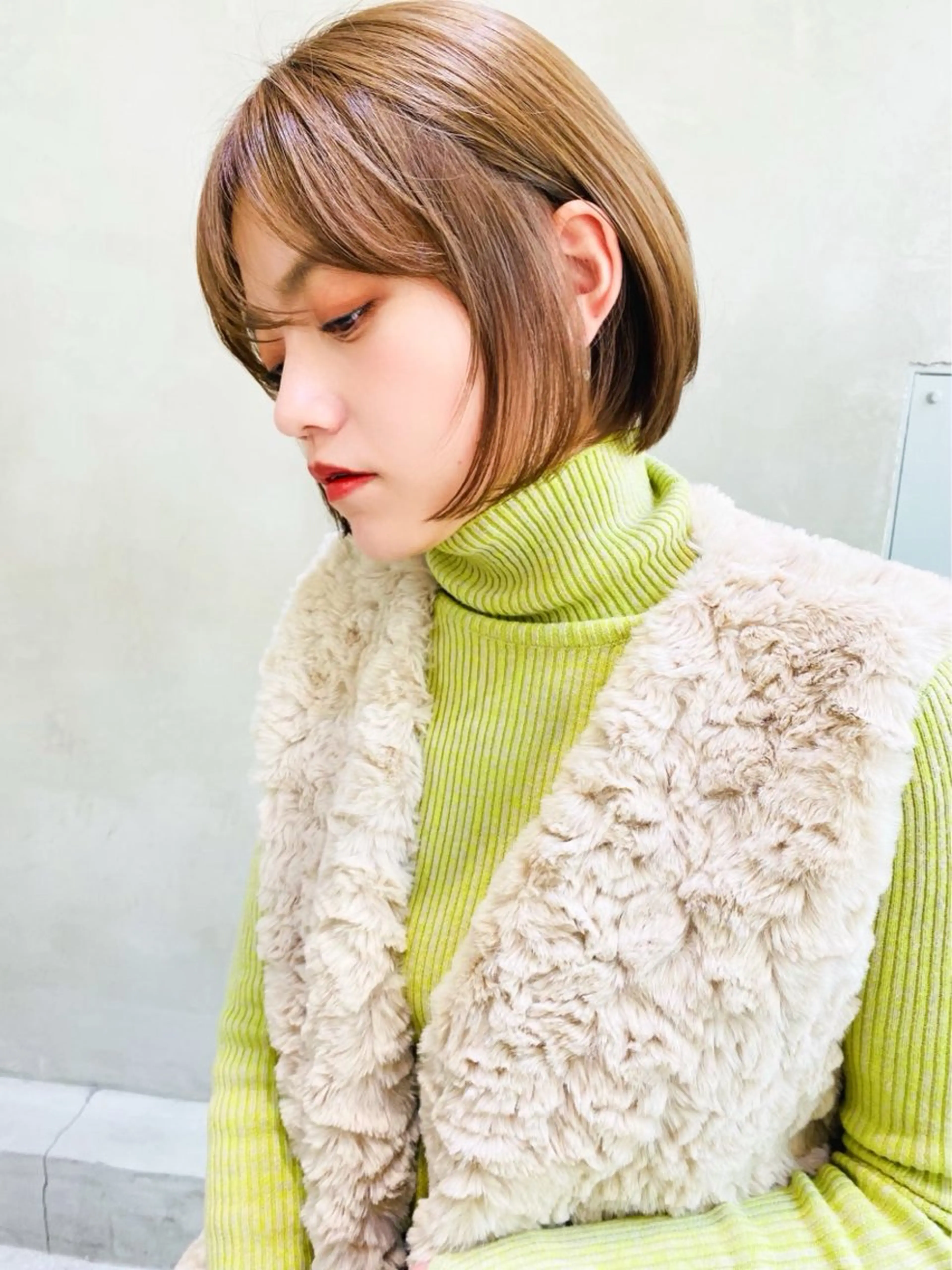 ミディアム カラー パーマ ヘアアレンジ ヘアカラー トリートメント ボブ特化/くびれボブ /艶カラー☘️喜美花のヘアスタイル