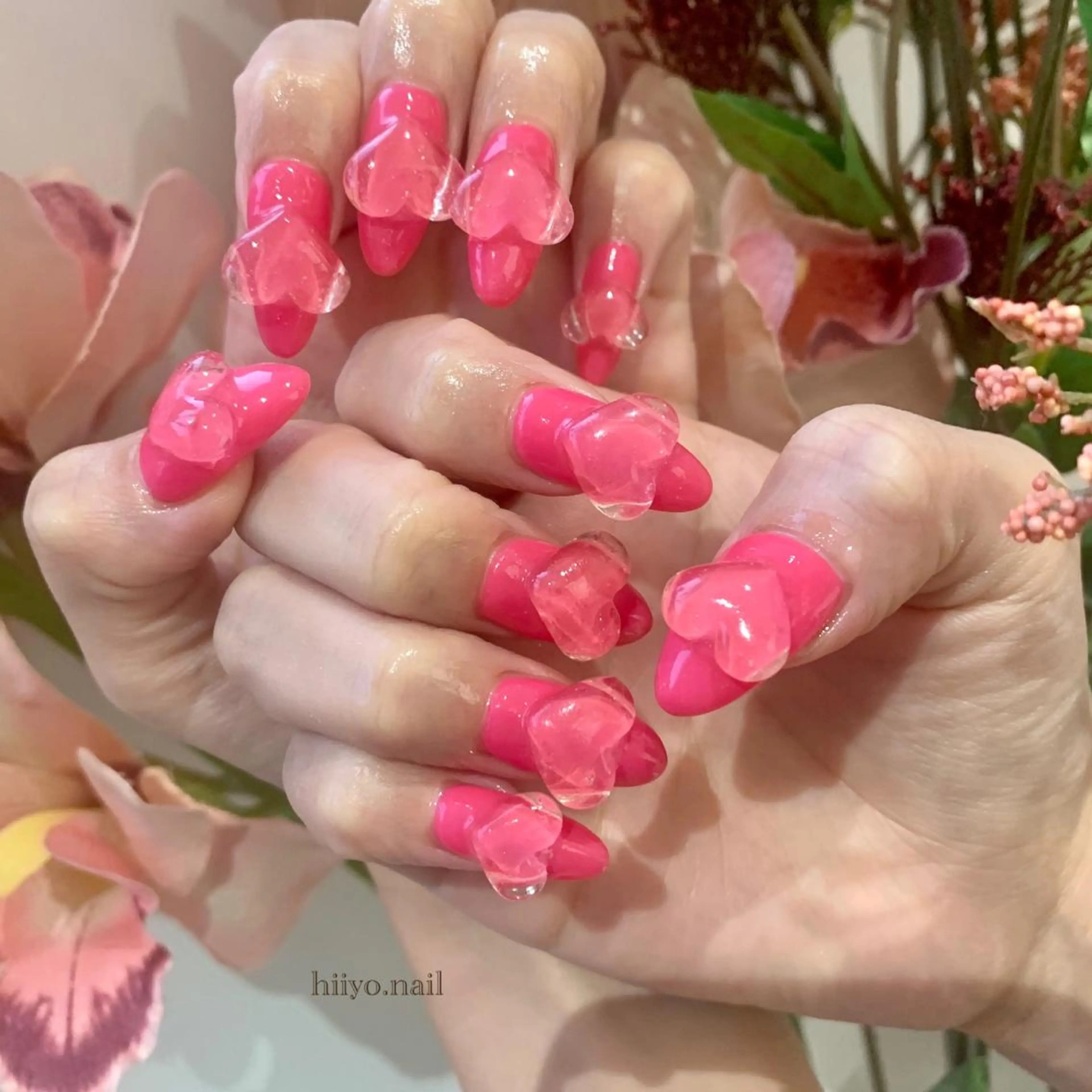 ネイル ハート ピンク ハンドネイル hiyo🫧ネイル /渋谷💍🎀のネイルデザイン