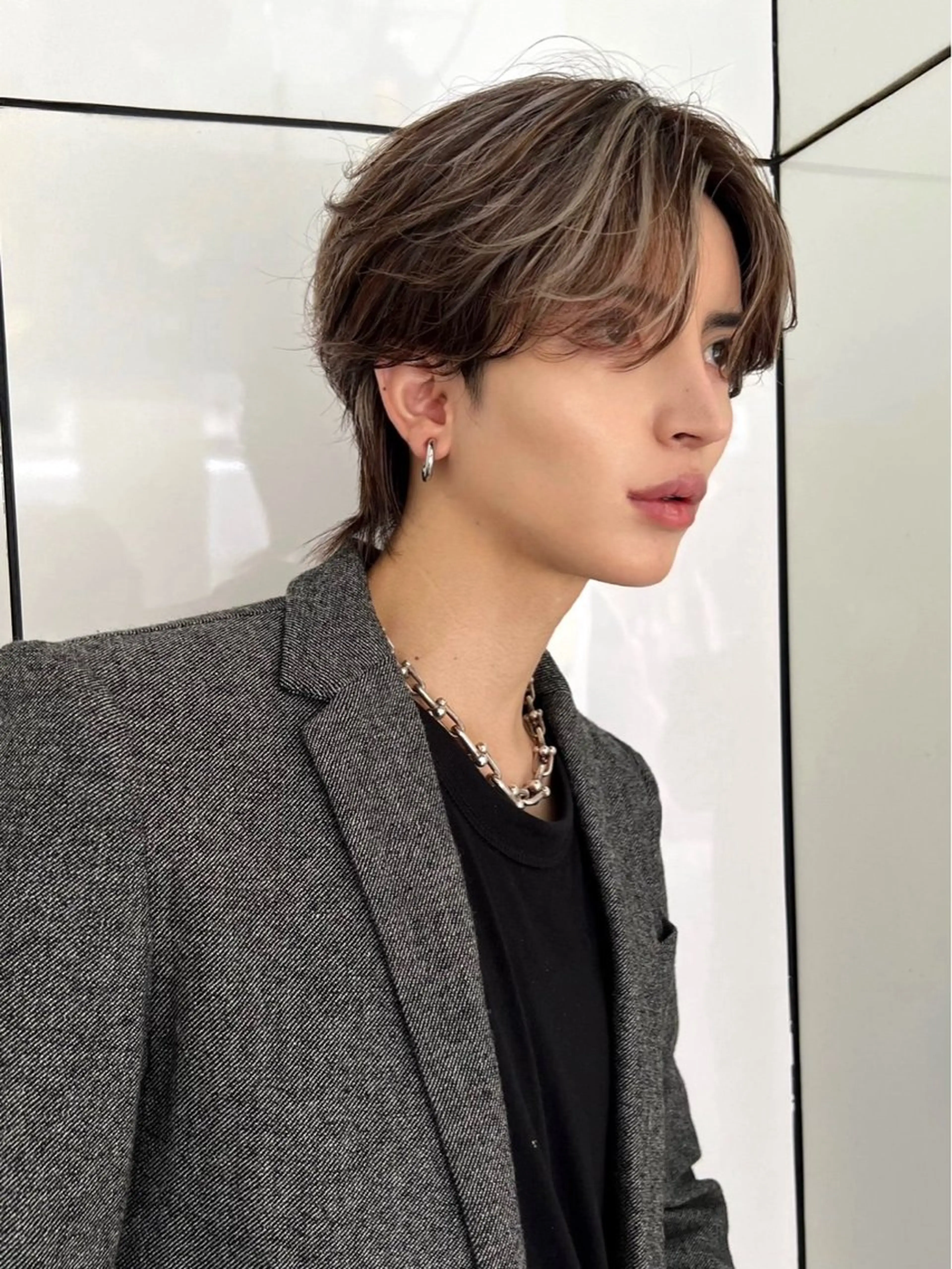 ミディアム カラー メンズ カット ヘアセット メンズ専門 スタイリスト前田雄輝のヘアスタイル