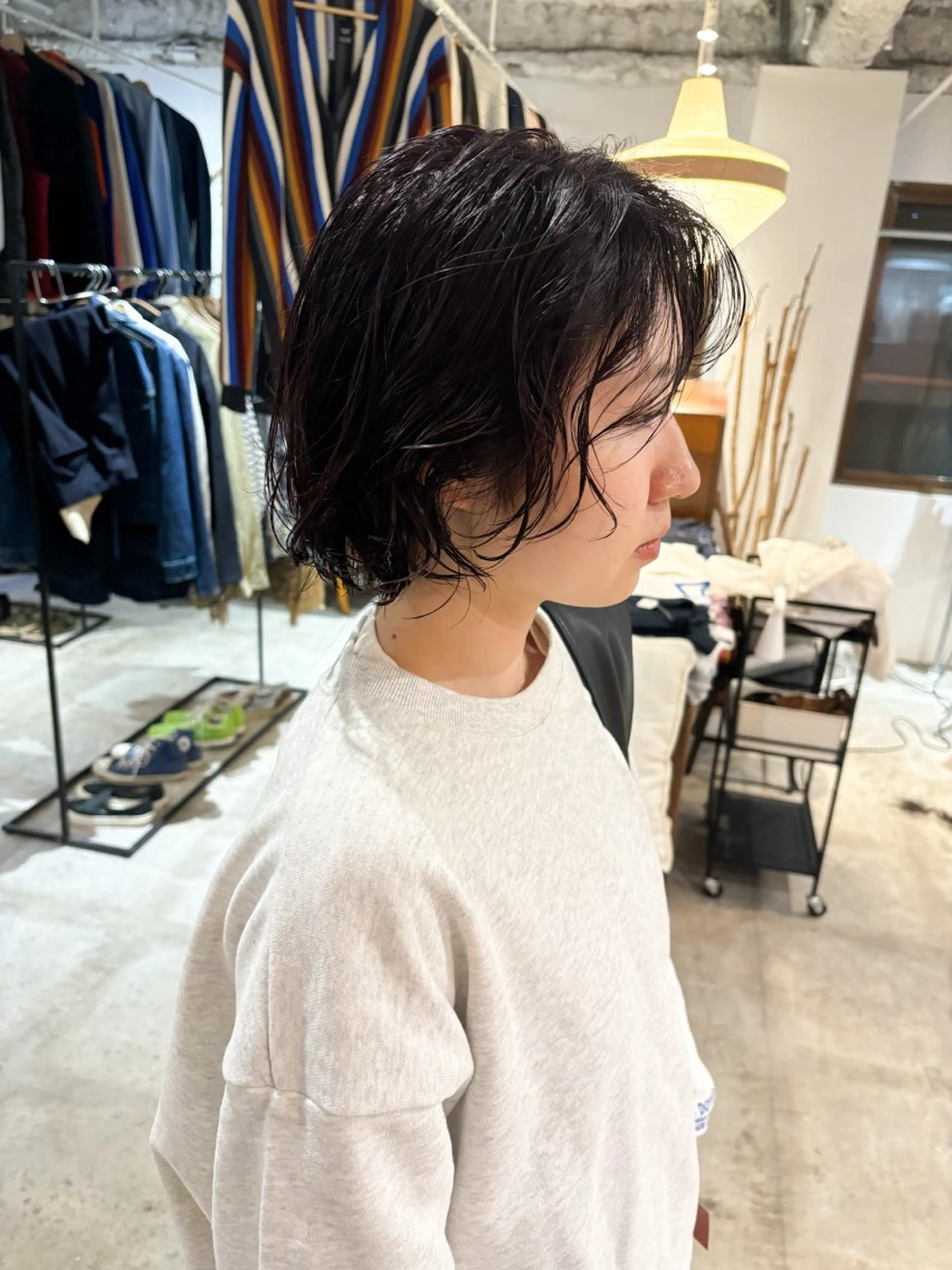 ミディアム カラー パーマ ミディアムパーマ ボブ ニュアンスパーマ カット ヘアカラー パーマ 縮毛矯正 トリートメント Takuma✨中目 ショート　ボブのヘアスタイル