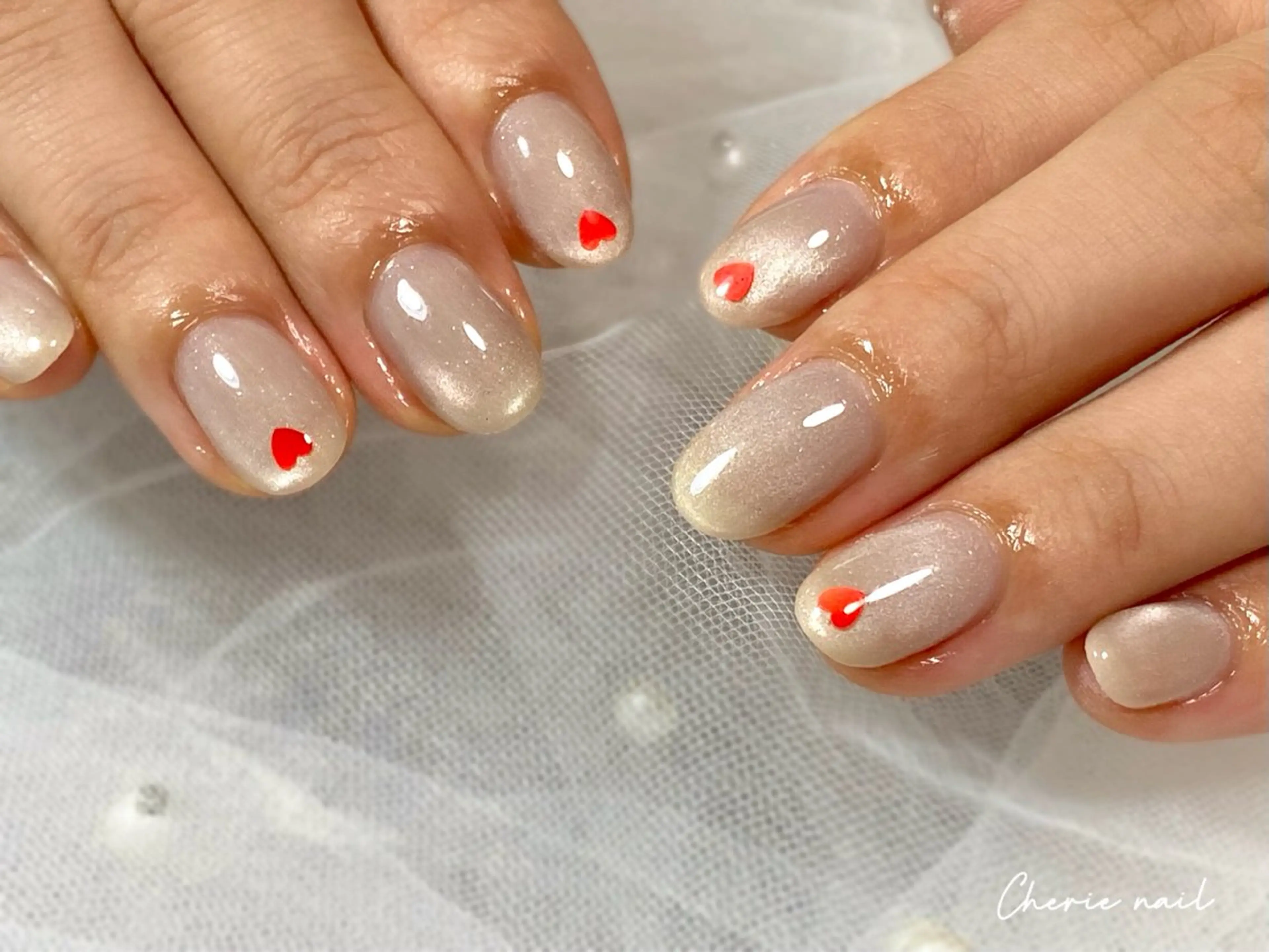 ネイル ジェルネイル ハート 氷ネイル・うるうるネイル マグネットネイル オフィスネイル ハンドネイル Cherienail yunaのネイルデザイン