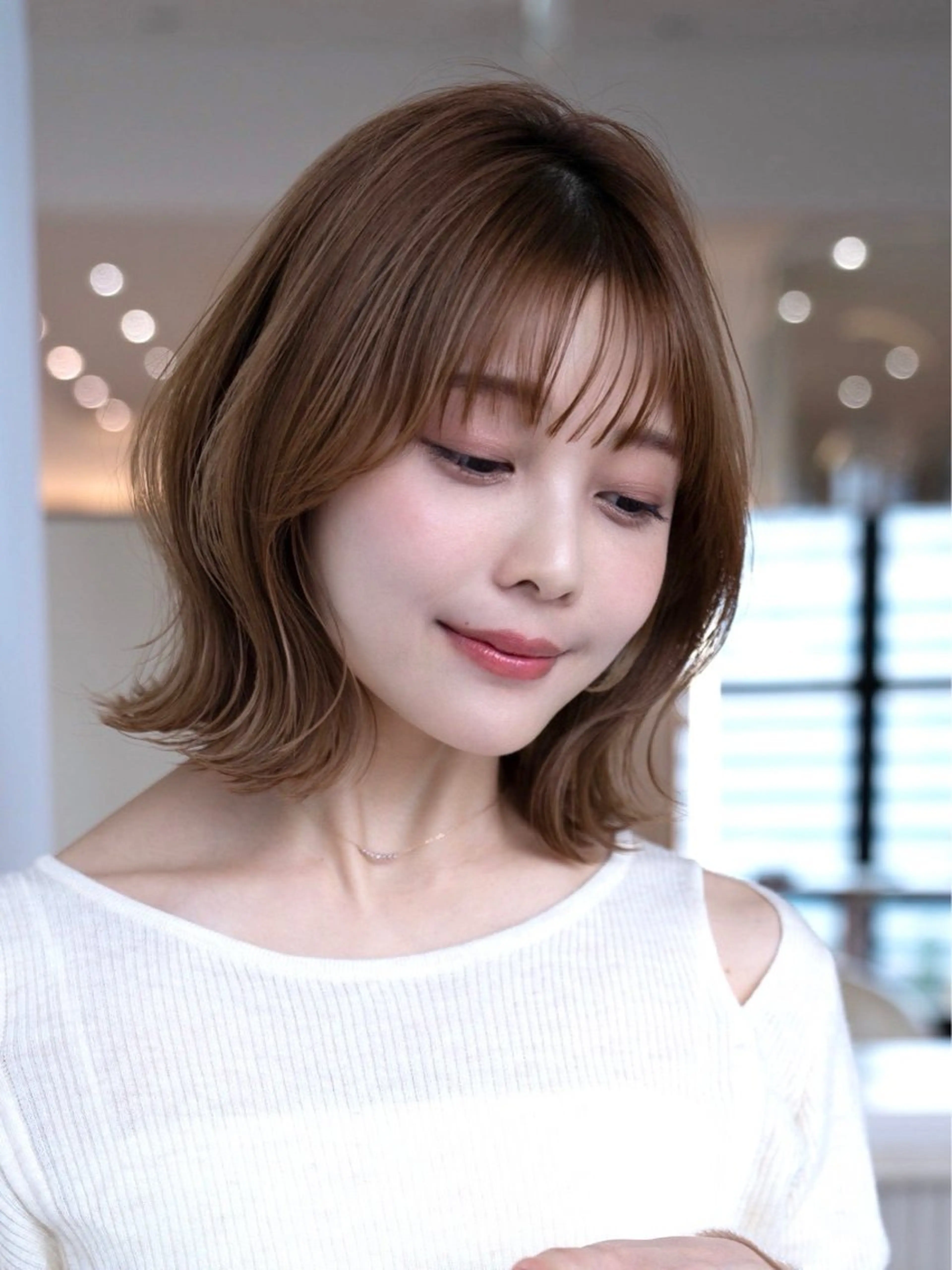 ミディアム カラー カット ヘアカラー トリートメント 垢抜けボブカット /楓のヘアスタイル