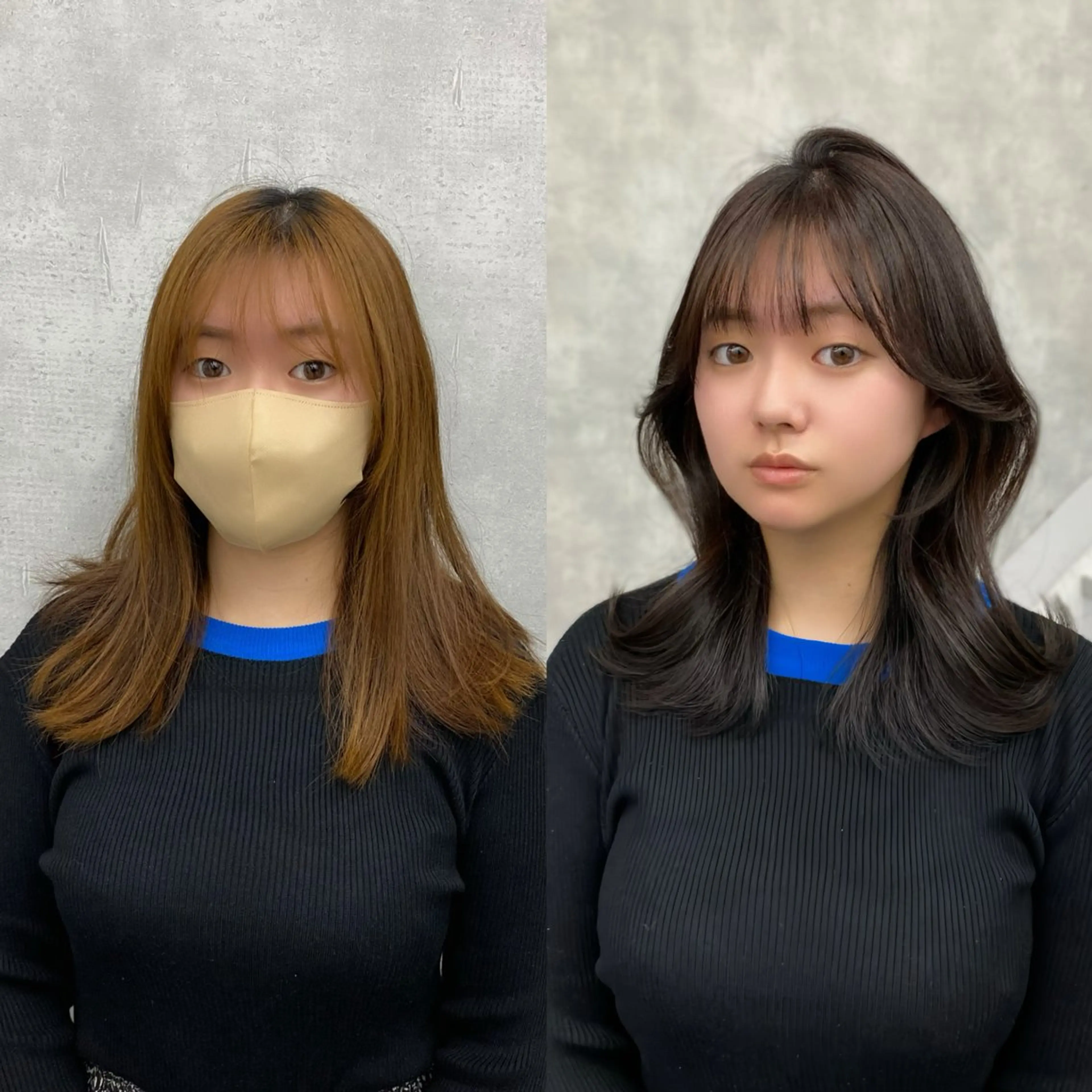 ミディアム カラー くびれヘア 韓国風ヘア レイヤーカット レイヤー/艶カラー /韓国ヘア/高松のヘアスタイル