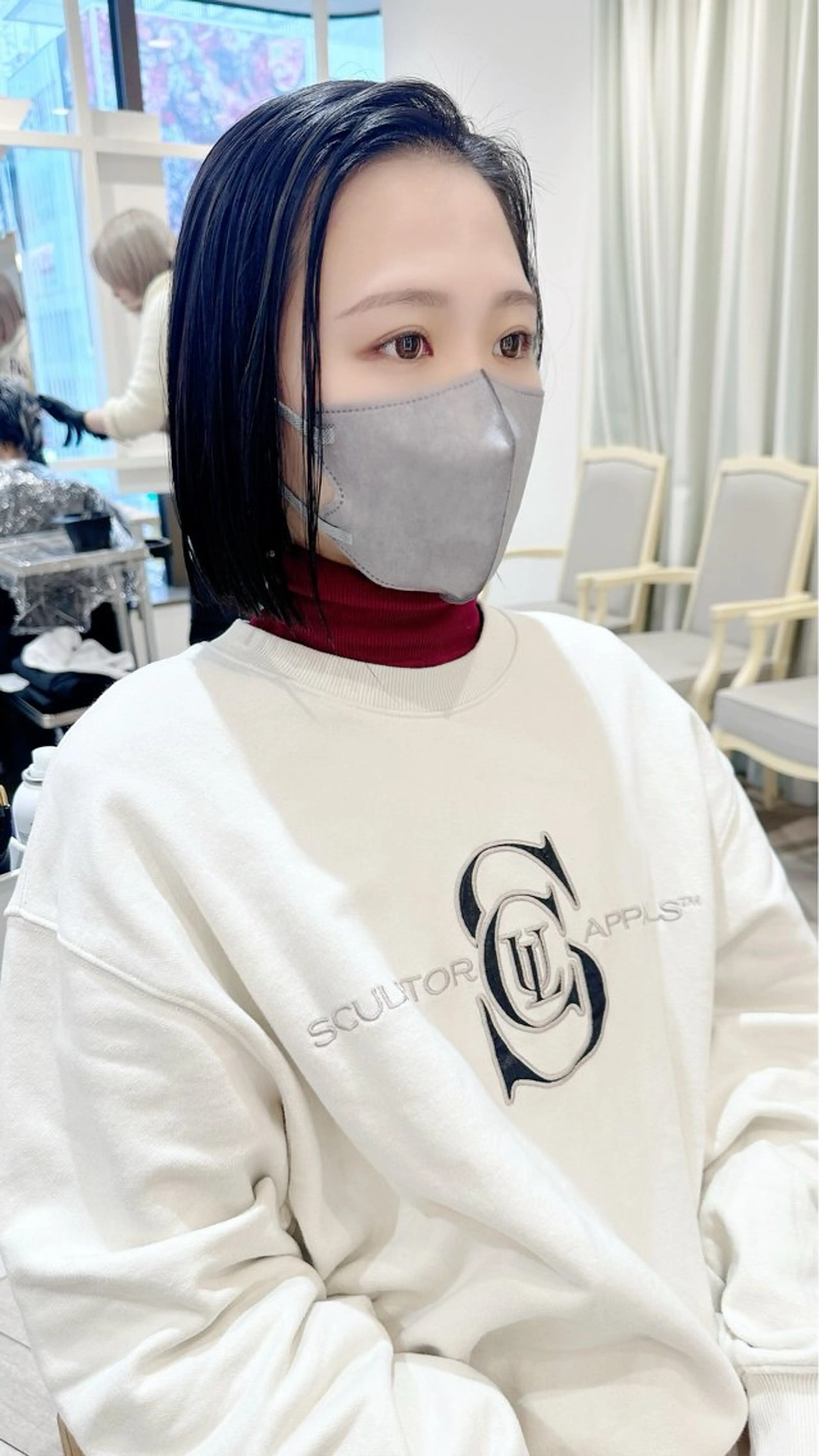 ミディアム カラー グレージュ イルミナカラー オリーブグレージュ オリーブグレー ボブ カット ヘアカラー ベージュ/インナー カラー🤍Rieのヘアスタイル