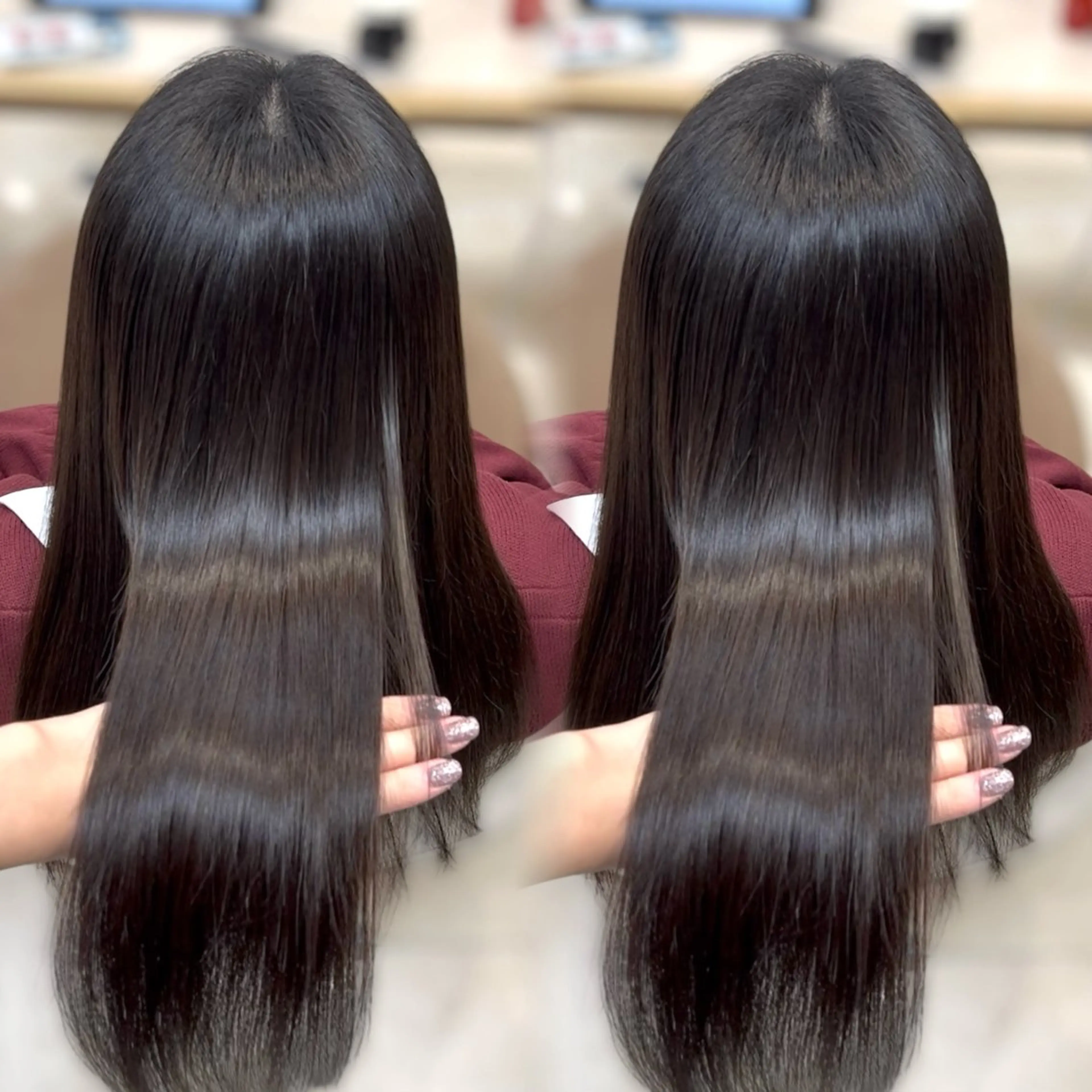 ロング パーマ 縮毛矯正 🧸ベージュ カラー🧸ゆいなのヘアスタイル