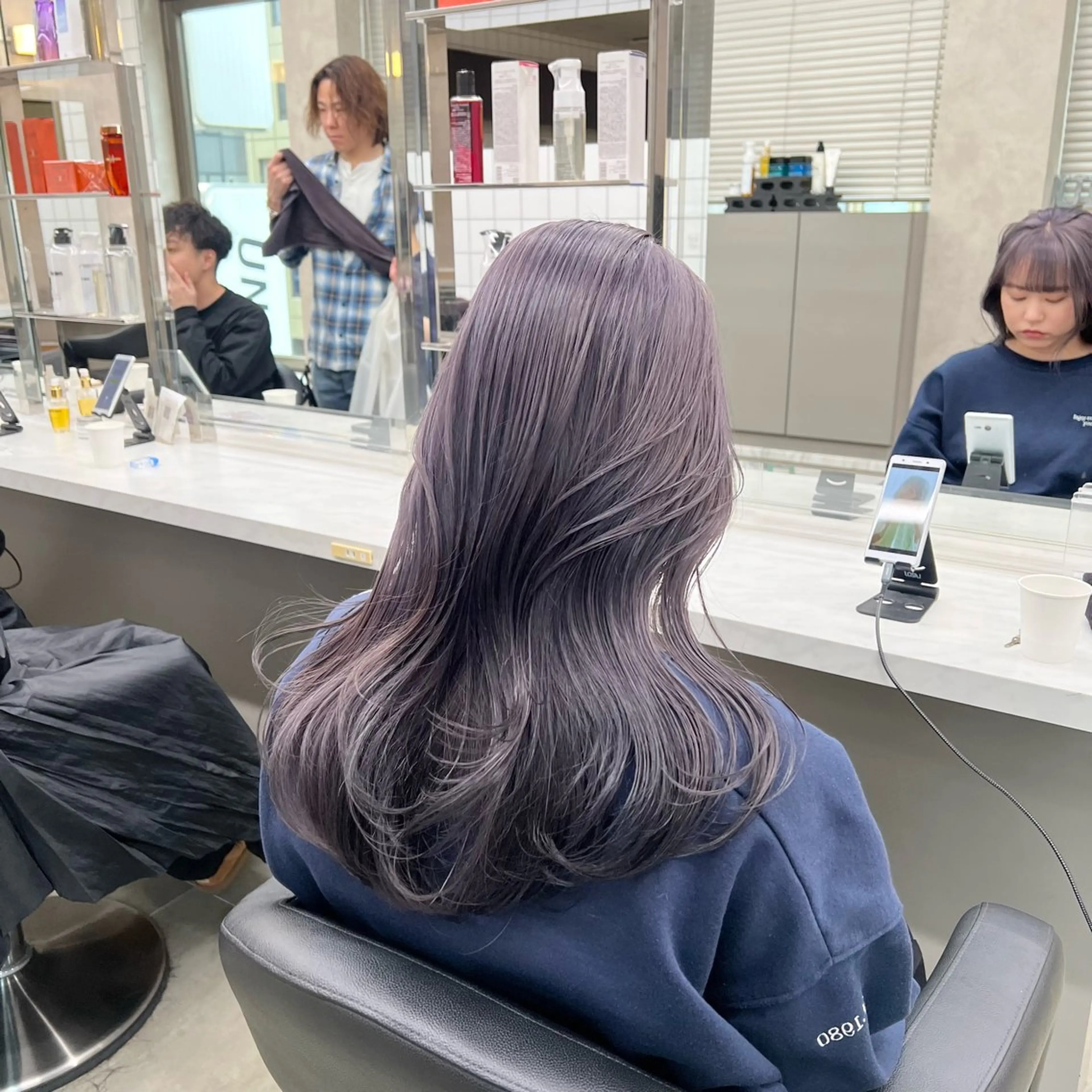ロング カラー カット ヘアカラー 韓国レイヤーカット /ダブルカラーのヘアスタイル