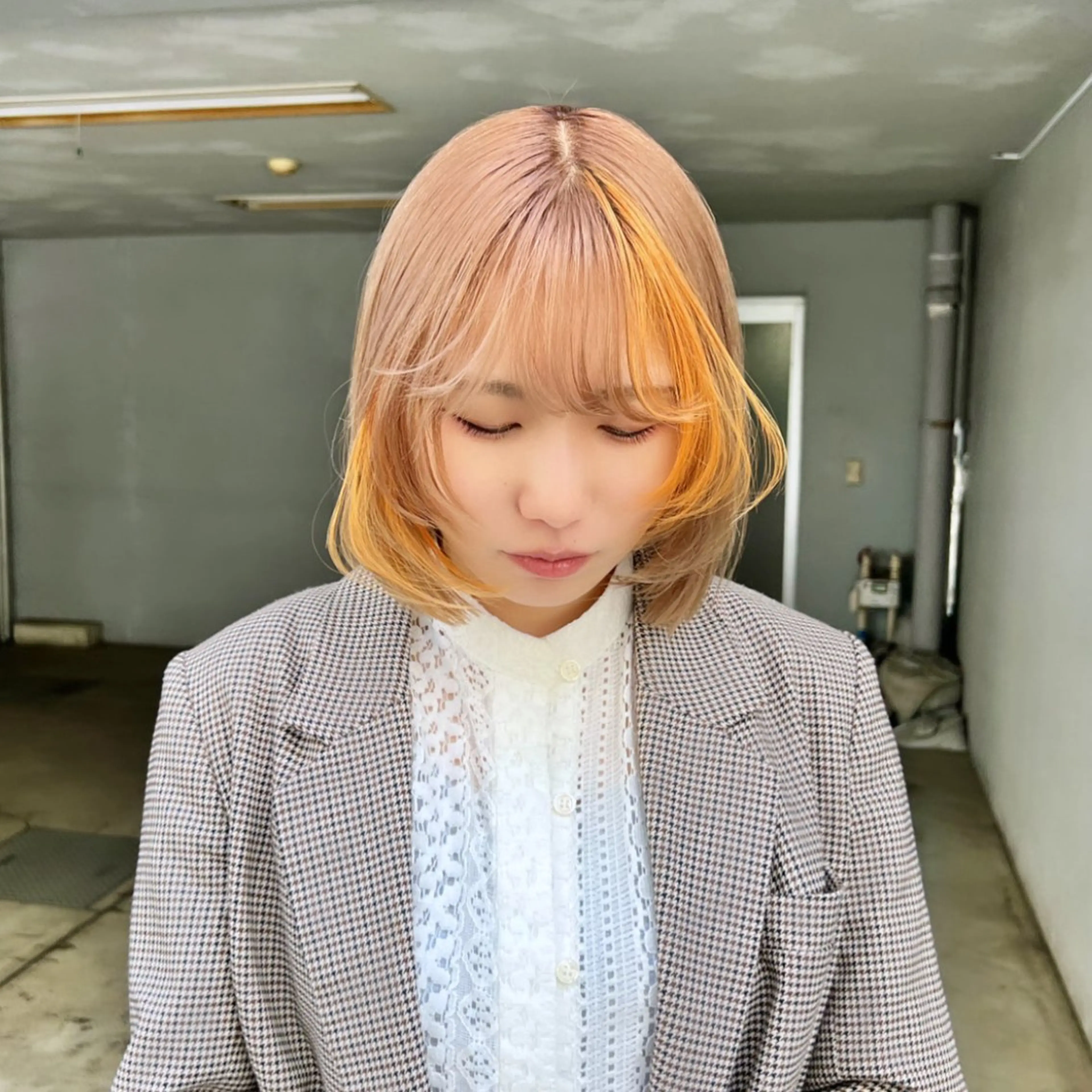 ショート カラー ベージュカラー ムラ修正💎 艶髪ハイトーン💎のヘアスタイル