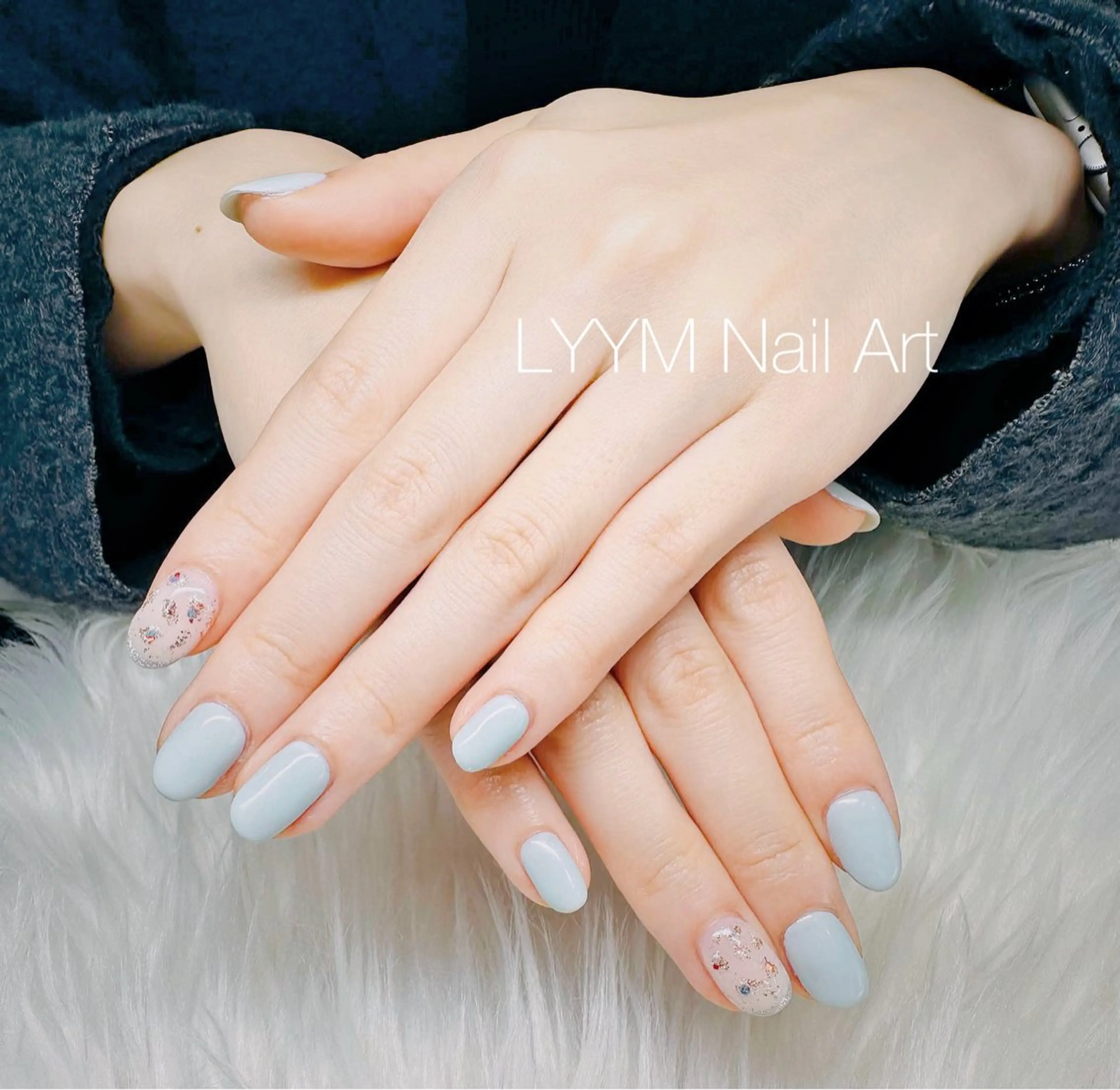ネイル アートネイル ブルー ハンドネイル LYYM Nail Salonのネイルデザイン