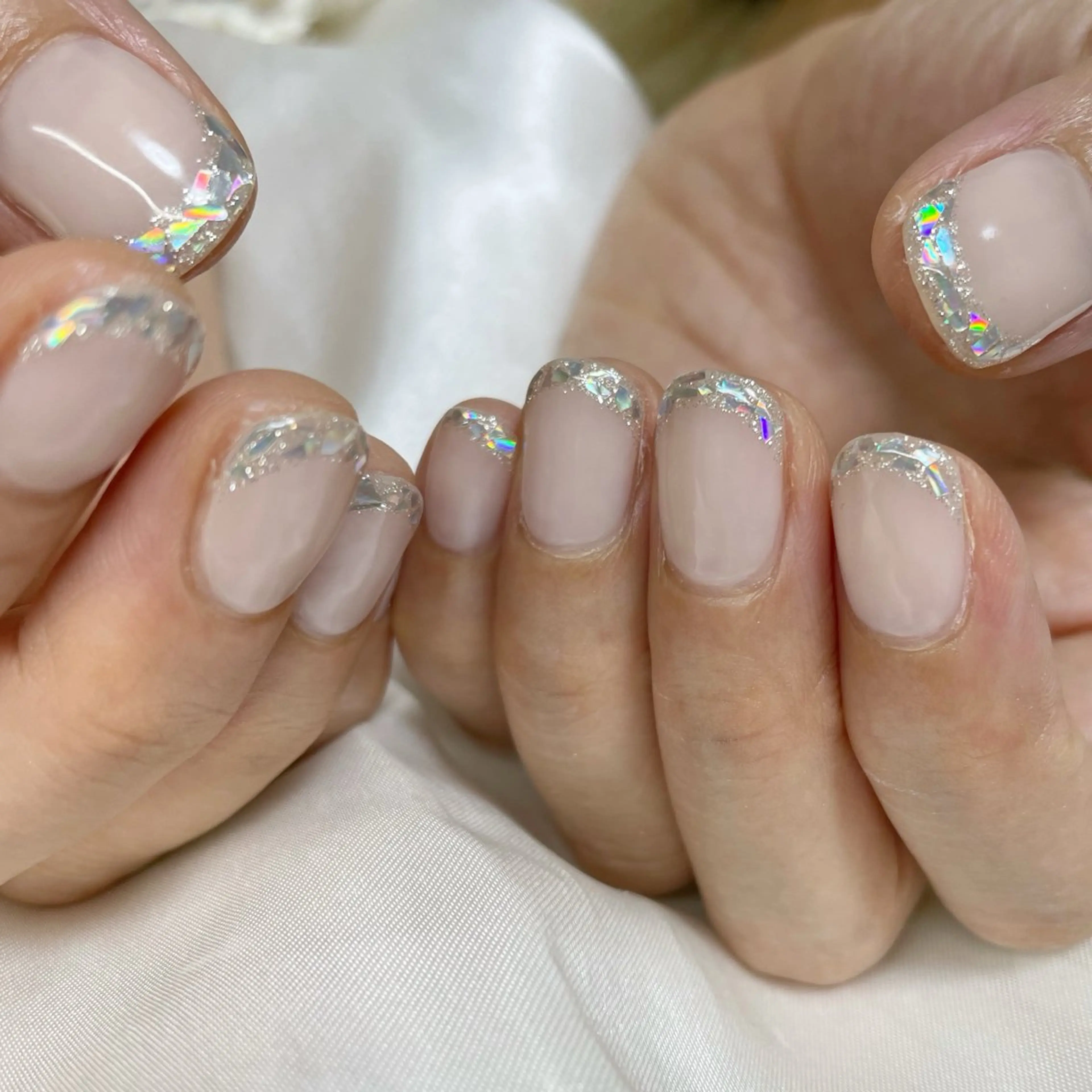 ネイル フレンチネイル ガラスフレンチ ハンドネイル nailsalon SANANAILのネイルデザイン