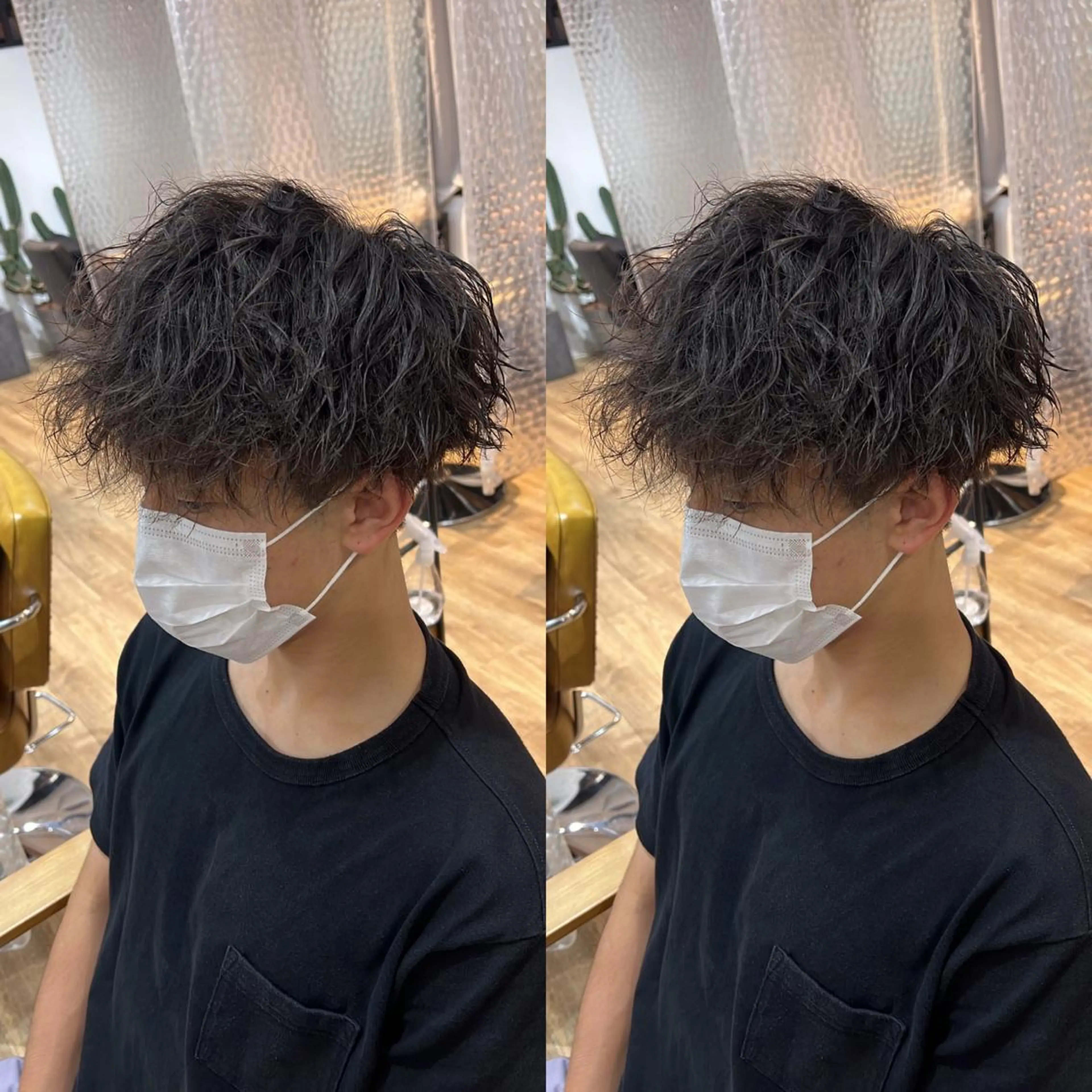 パーマ メンズ カット ヘアカラー パーマ センターパート /植田のヘアスタイル