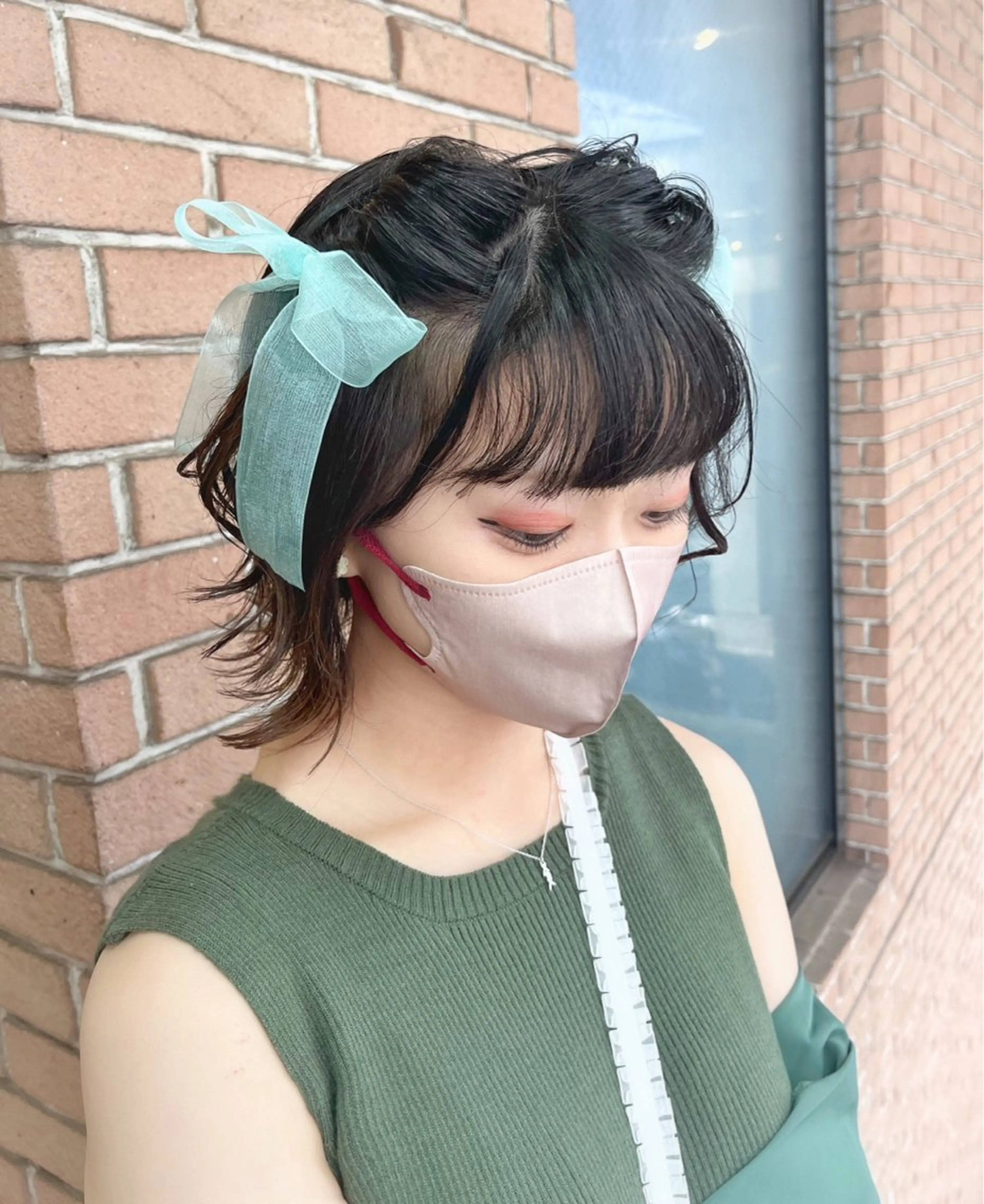 ミディアム カラー ヘアアレンジ ヘアセット ピンクカラー🩷 ヘアセットＮＯ.1のヘアスタイル