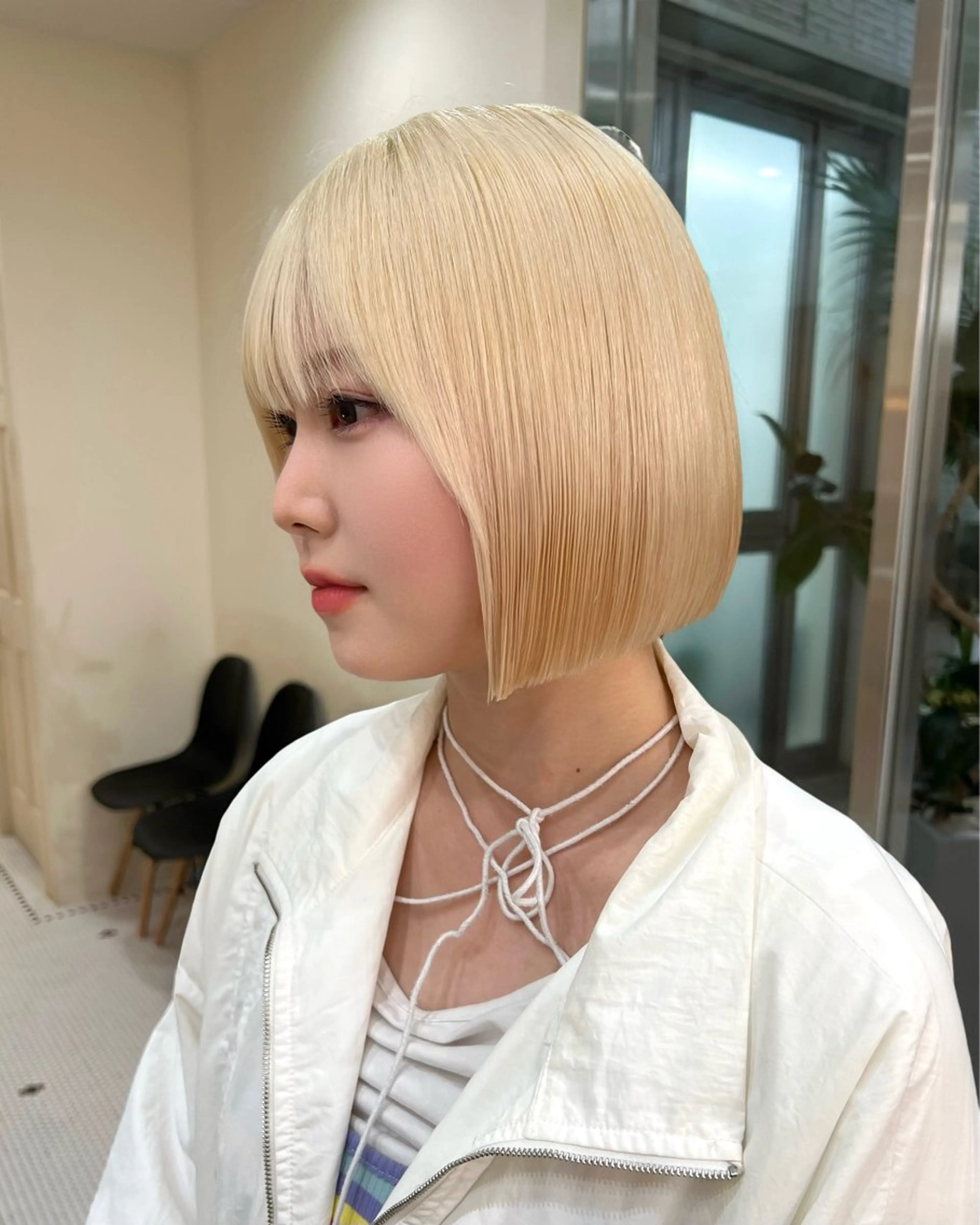 ミディアム カラー ブリーチ ブロンド ケアブリーチ ボブ カット ヘアカラー トリートメント belle   表参道　terrace所属・抜きっぱなしブロンド /ハイトーン/カナタのヘアスタイル