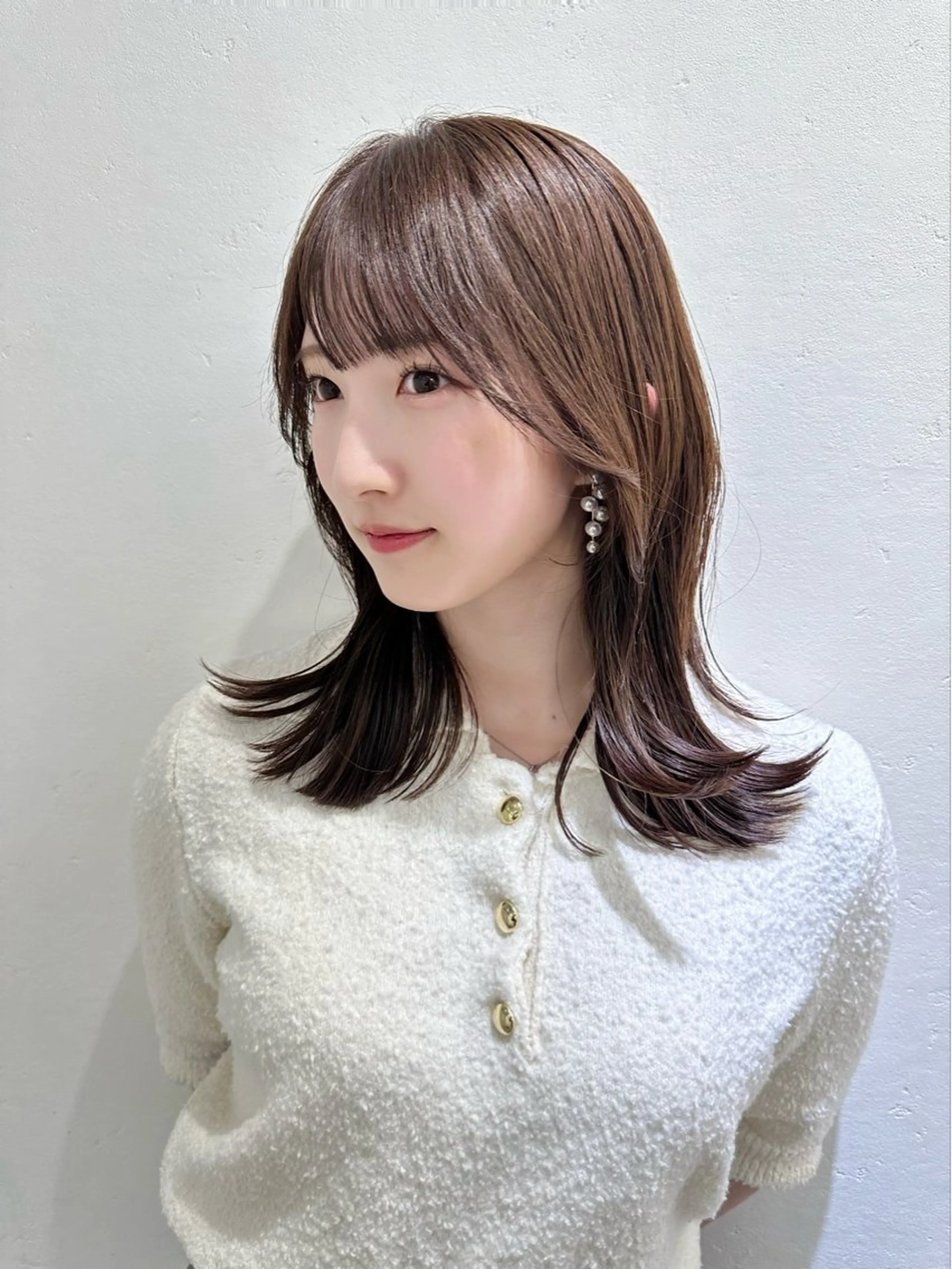 ロング カラー カット ヘアカラー トリートメント レイヤー オリーブ/ ベージュ/添田晃基のヘアスタイル