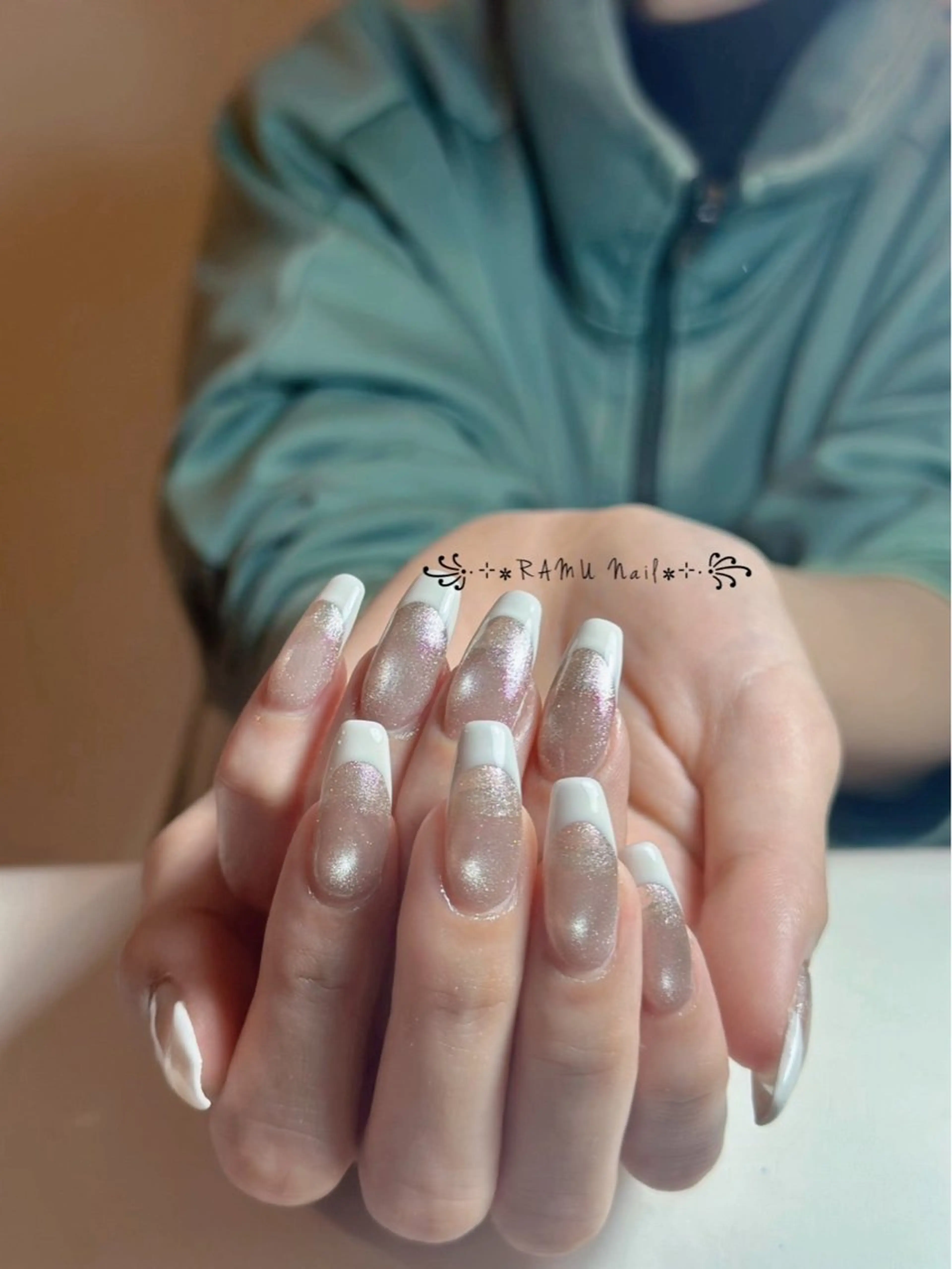 ネイル チークネイル フレンチネイル グラデーション キラキラネイル 韓国ネイル RAMU_Nail 池袋店のネイルデザイン