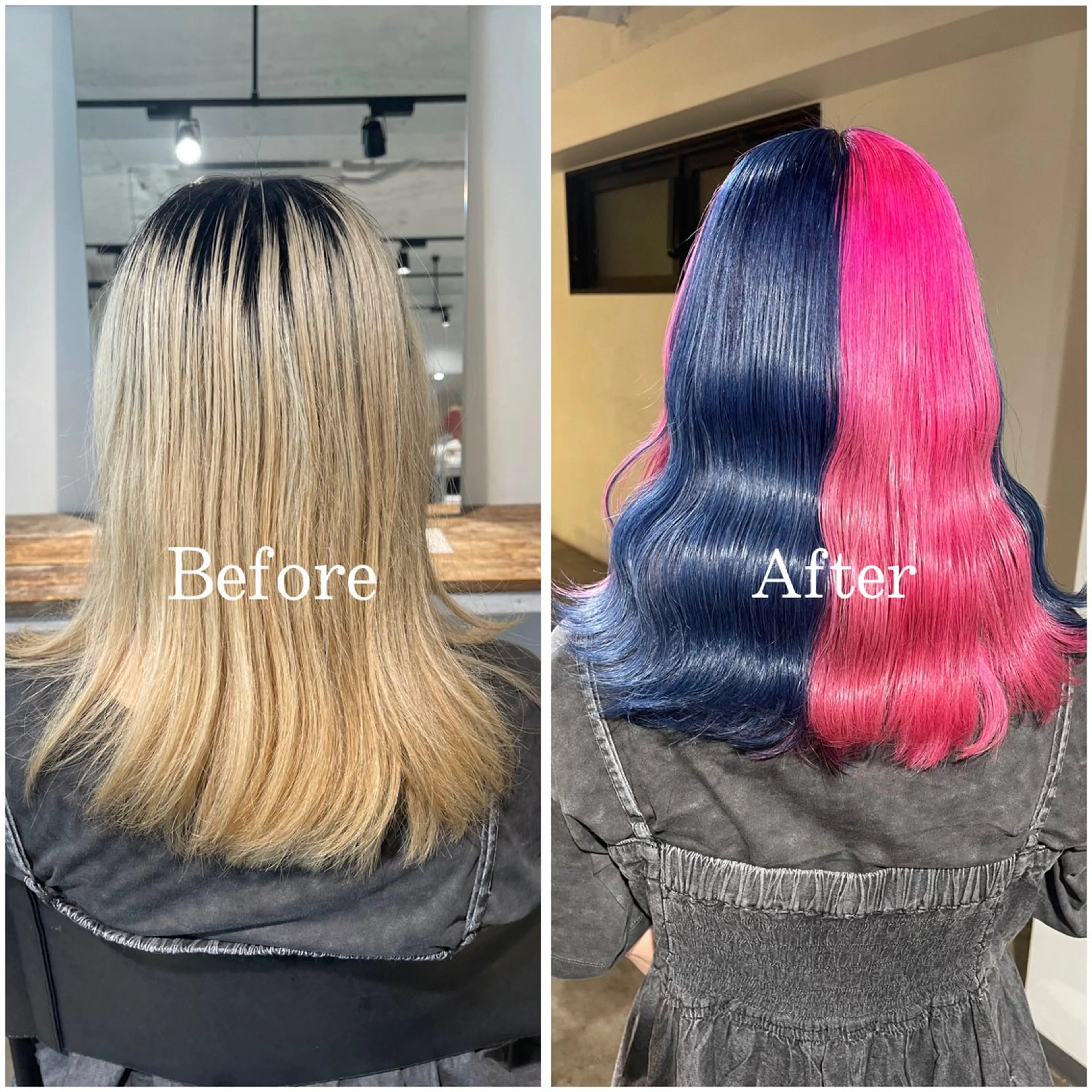 セミロング カラー ブリーチ デザインカラー ハイトーンカラー ヘアカラー ムラ修正/ ハイトーン💖Riaのヘアスタイル