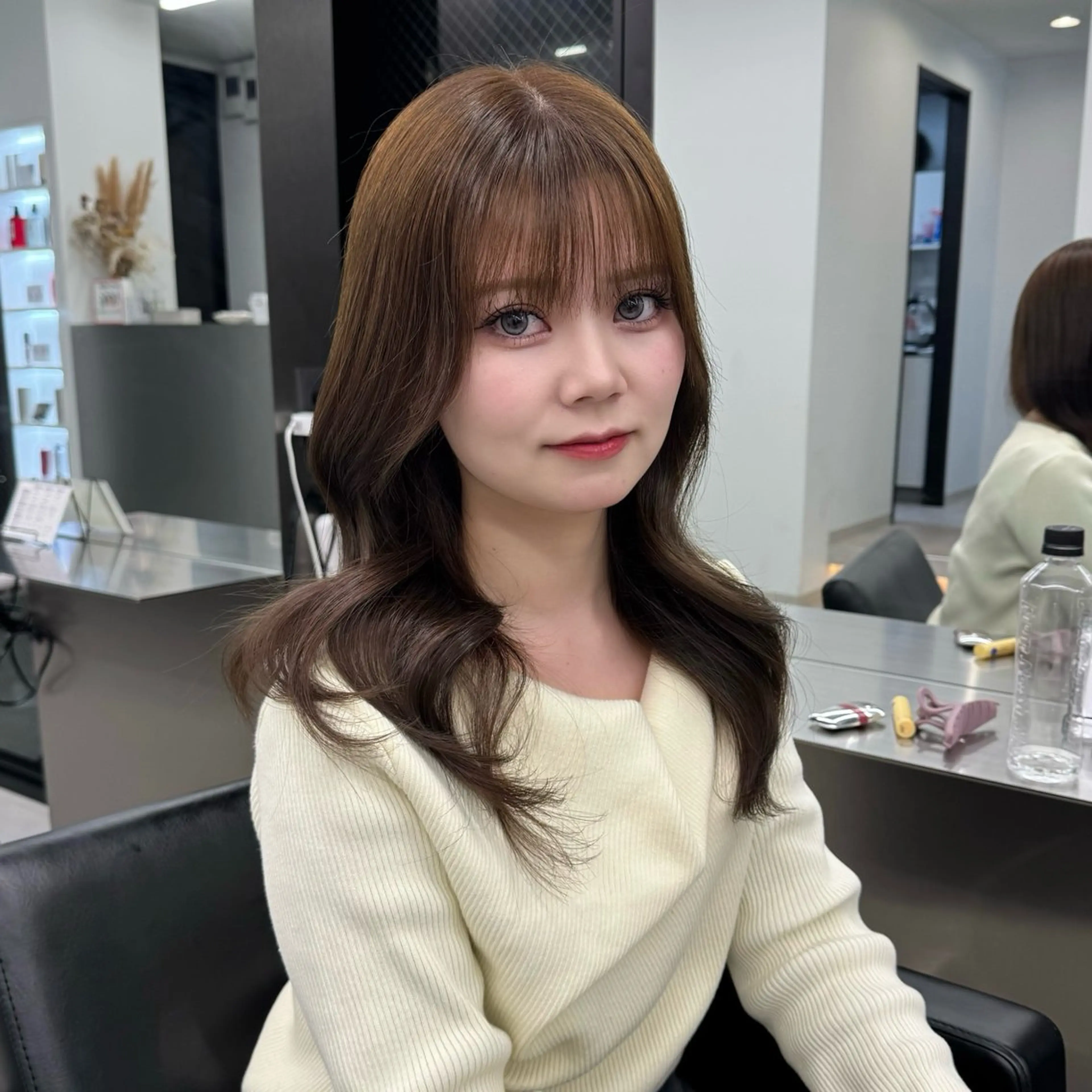 ロング カラー ブリーチ ブラウンカラー ココアブラウン ブリーチなしカラー カット ヘアカラー トリートメント ハイトーン/ エクステ/KENTAのヘアスタイル