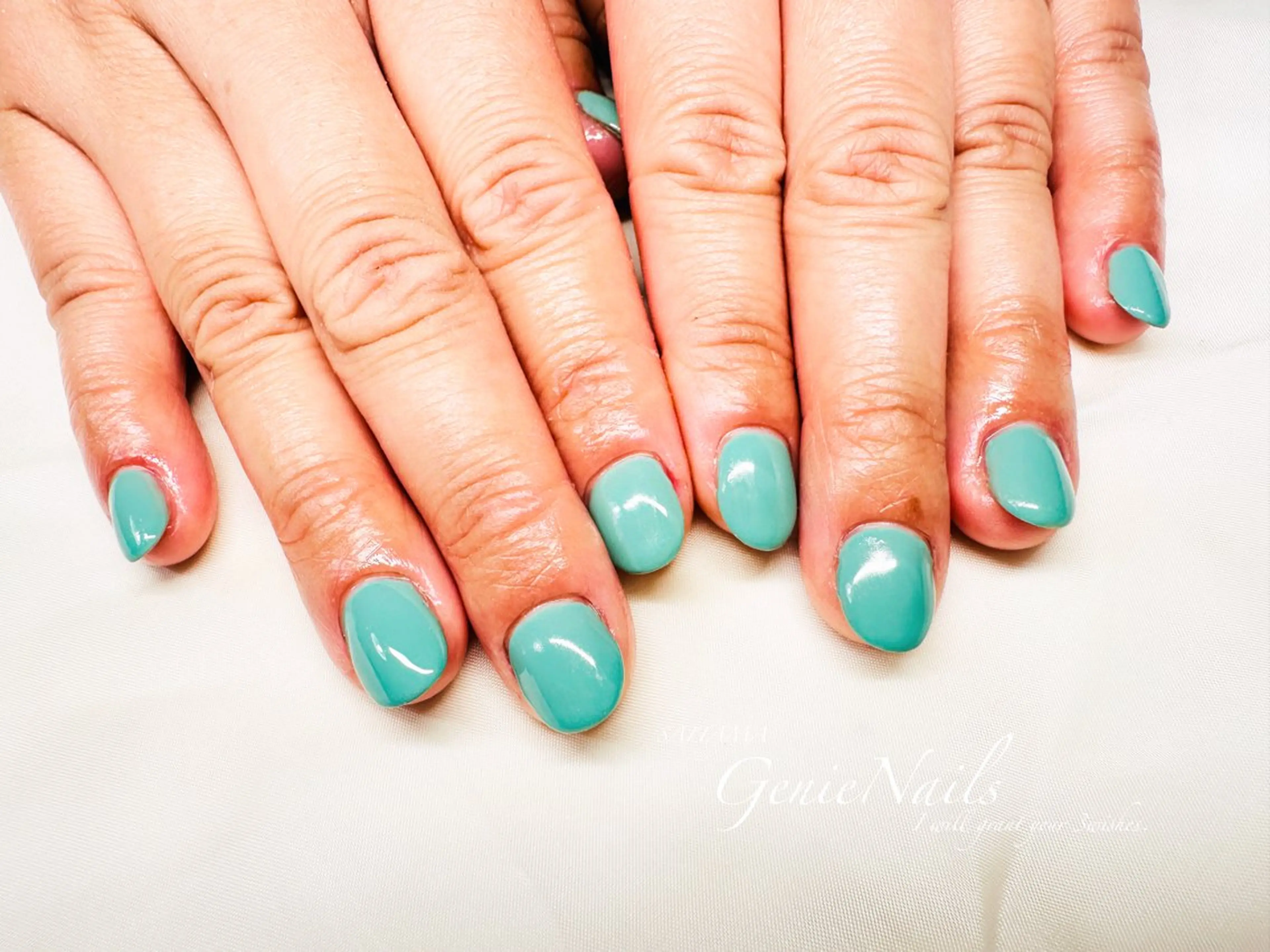 メンズ ネイル アートネイル 長さ出し ロングネイル 持ち込み ワンカラーネイル Genie Nailsのネイルデザイン