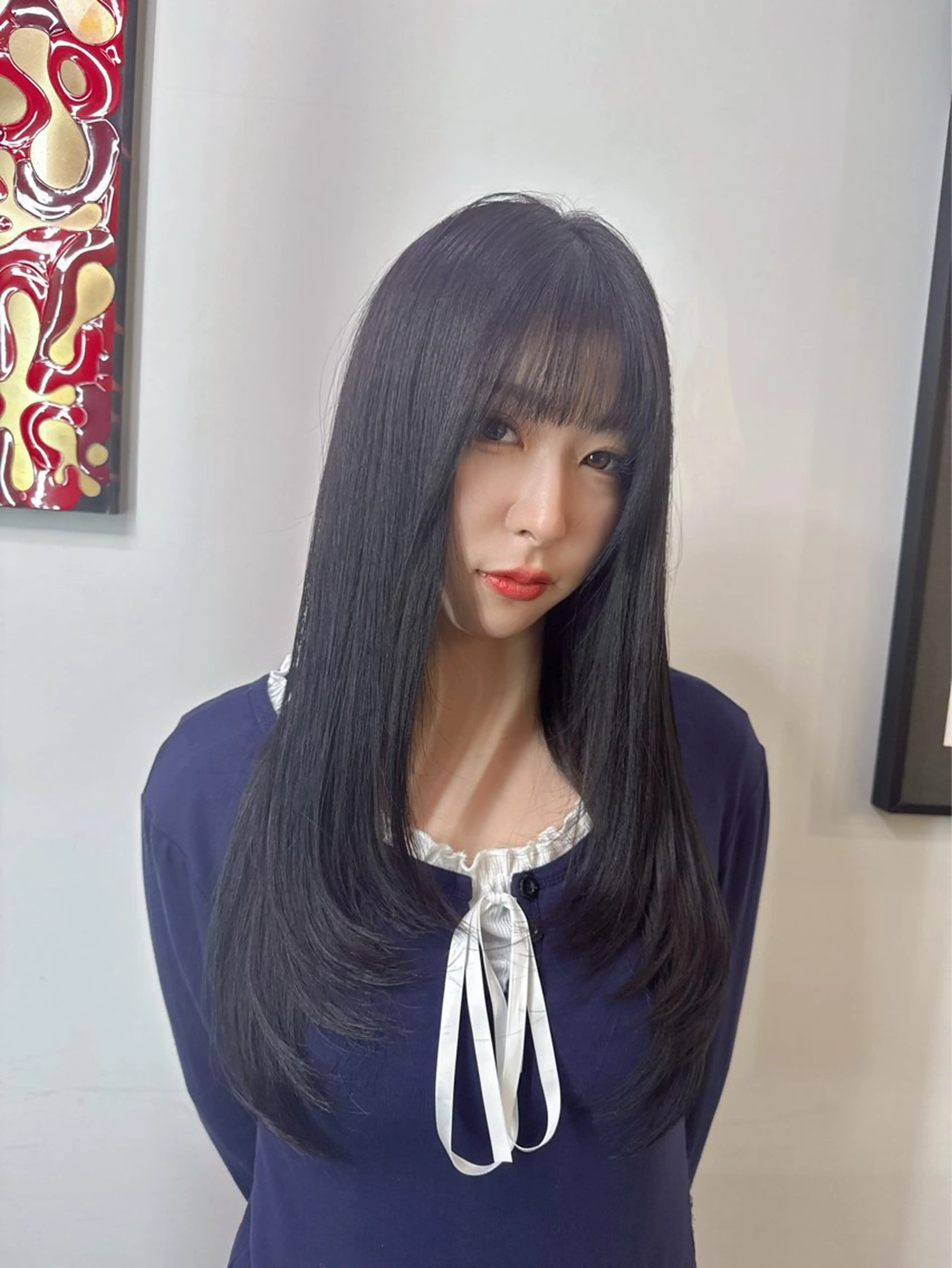 ロング カラー 黒髪 ブルーカラー ブルーブラック レイヤーカット OPS  HAIR feliz所属・床島 孝汰のヘアスタイル