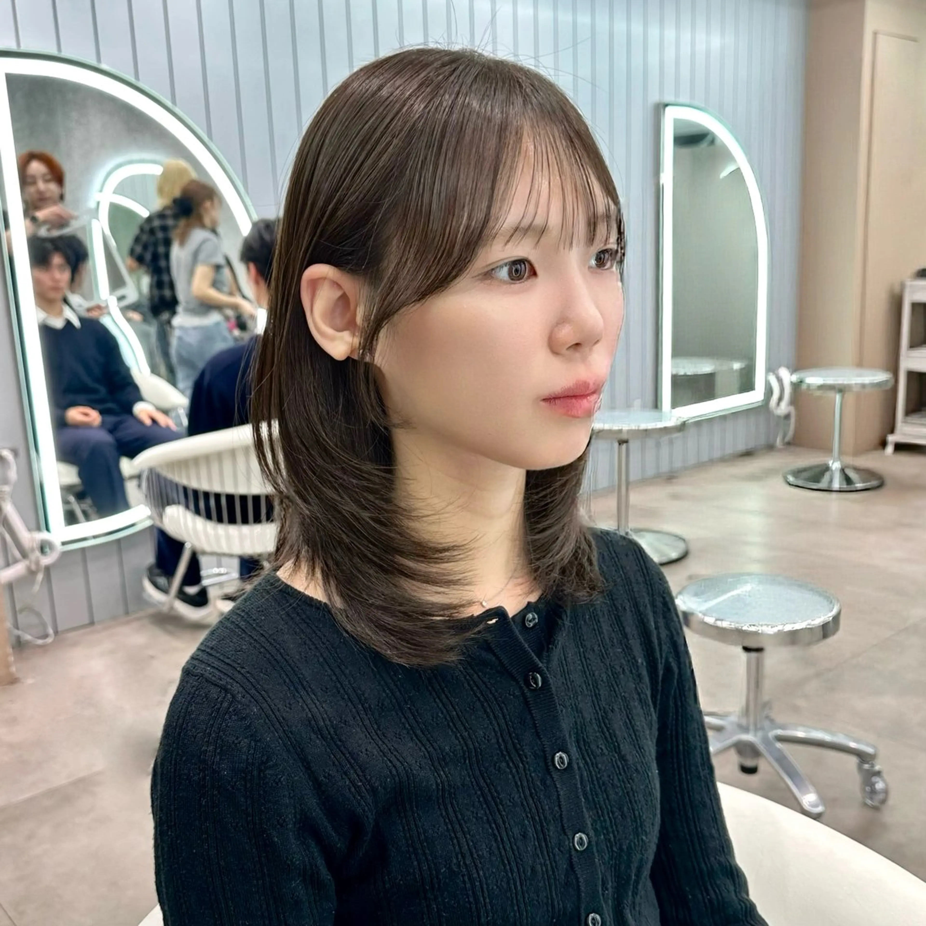 ミディアム カット ヘアカラー 縮毛矯正 ブリーチなしW🎀 髪質改善／はのんのヘアスタイル