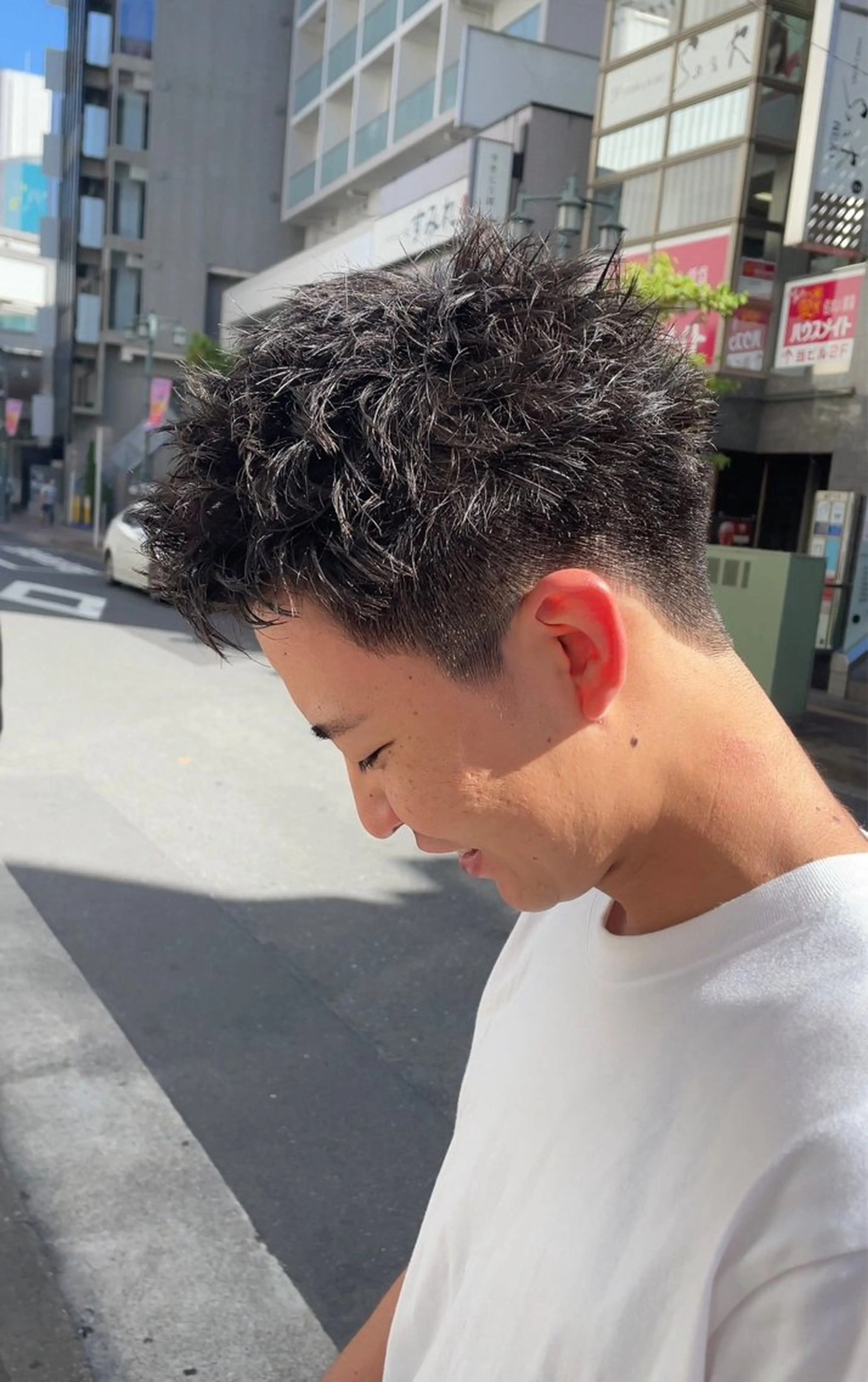 ショート メンズ センターパート ダウンパーマ カルマパーマ マッシュ メンズパーマ メンズ/派手 color☆NOKAのヘアスタイル