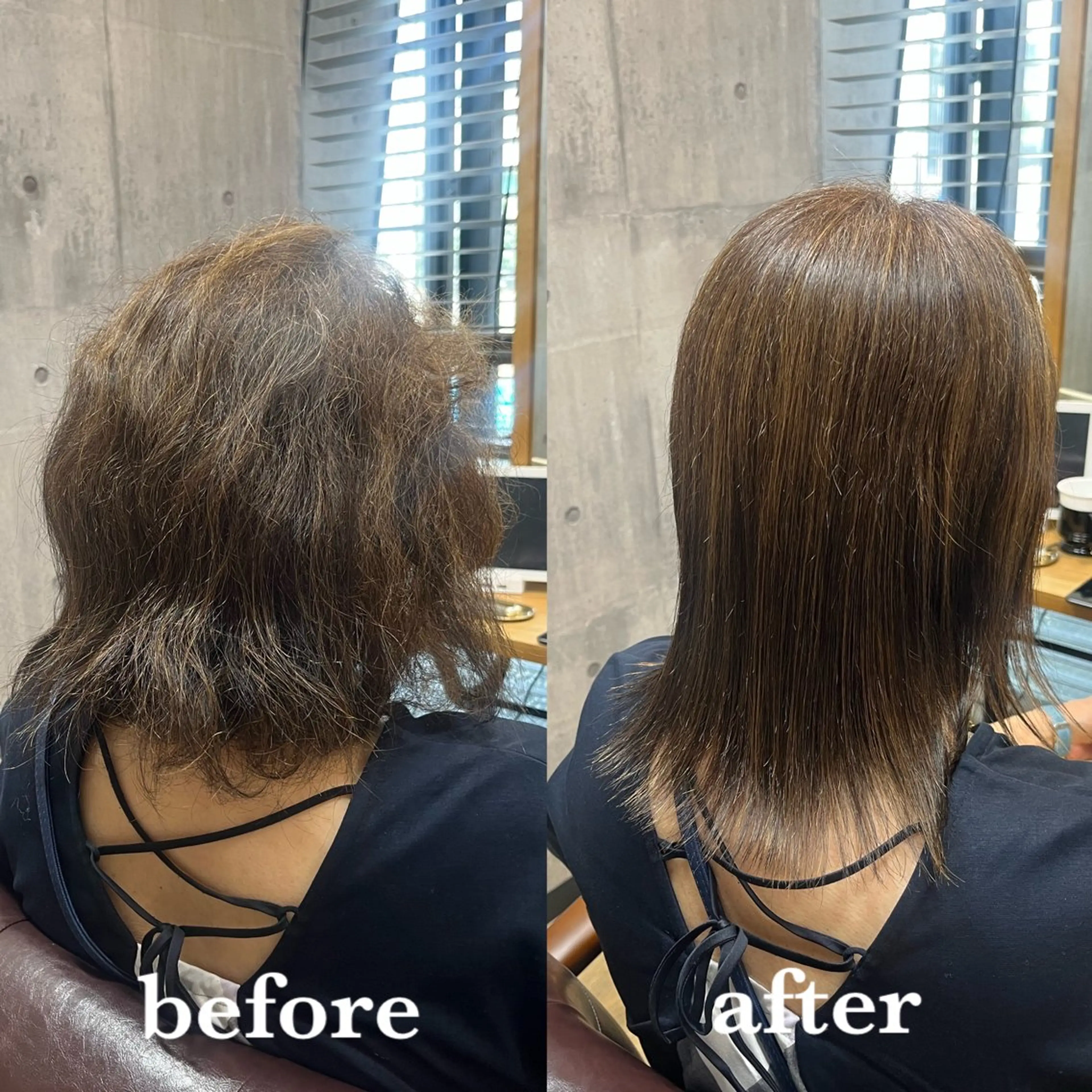 ミディアム カット 縮毛矯正 トリートメント 艶髪🌈ムラカミ サキのヘアスタイル