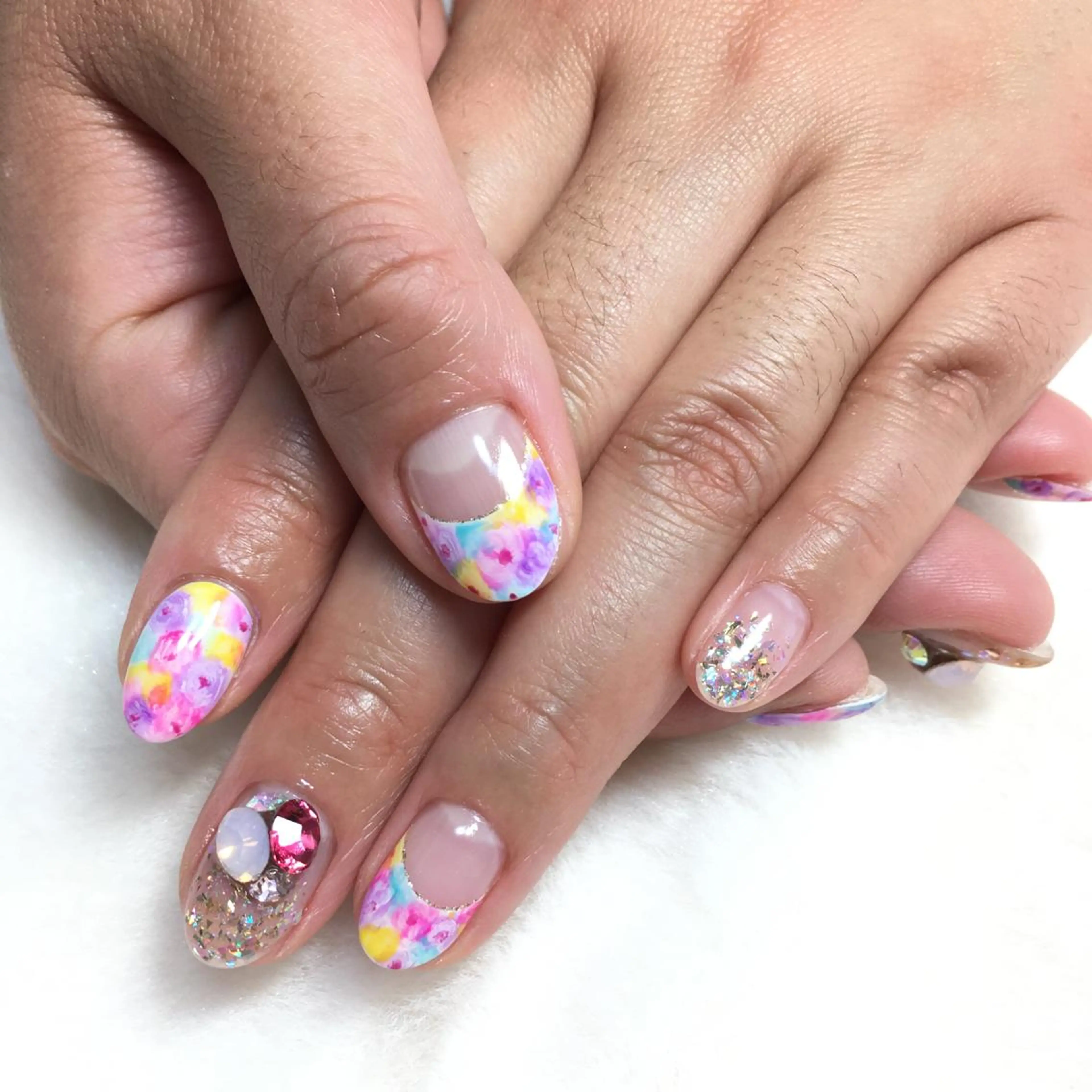 ネイル アートネイル フラワーネイル フレンチネイル ニュアンスネイル 逆フレンチ kipinail 川﨑えりかのネイルデザイン