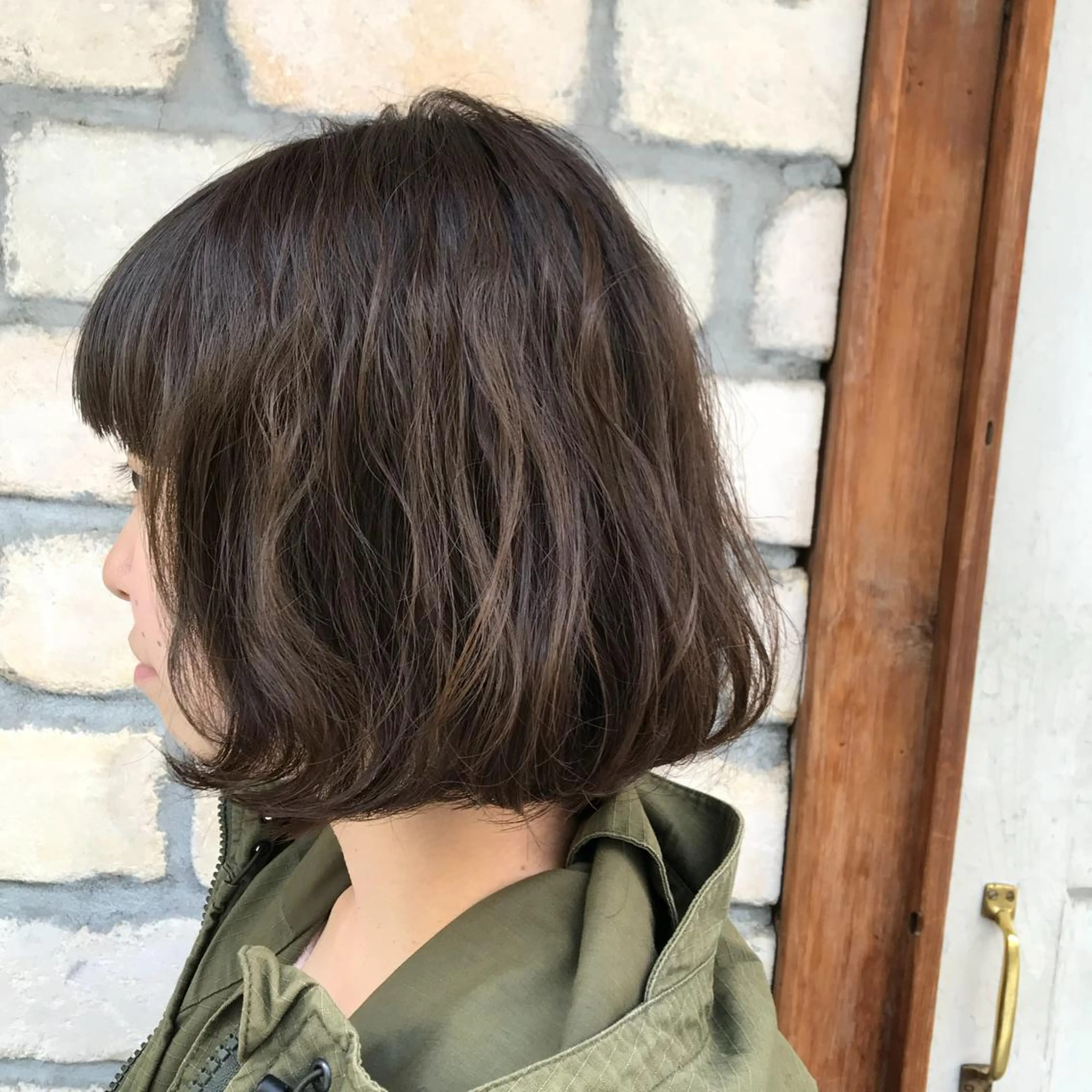 ミディアム カラー パーマ ミディアムパーマ アッシュ emme エミィ/立川のヘアスタイル