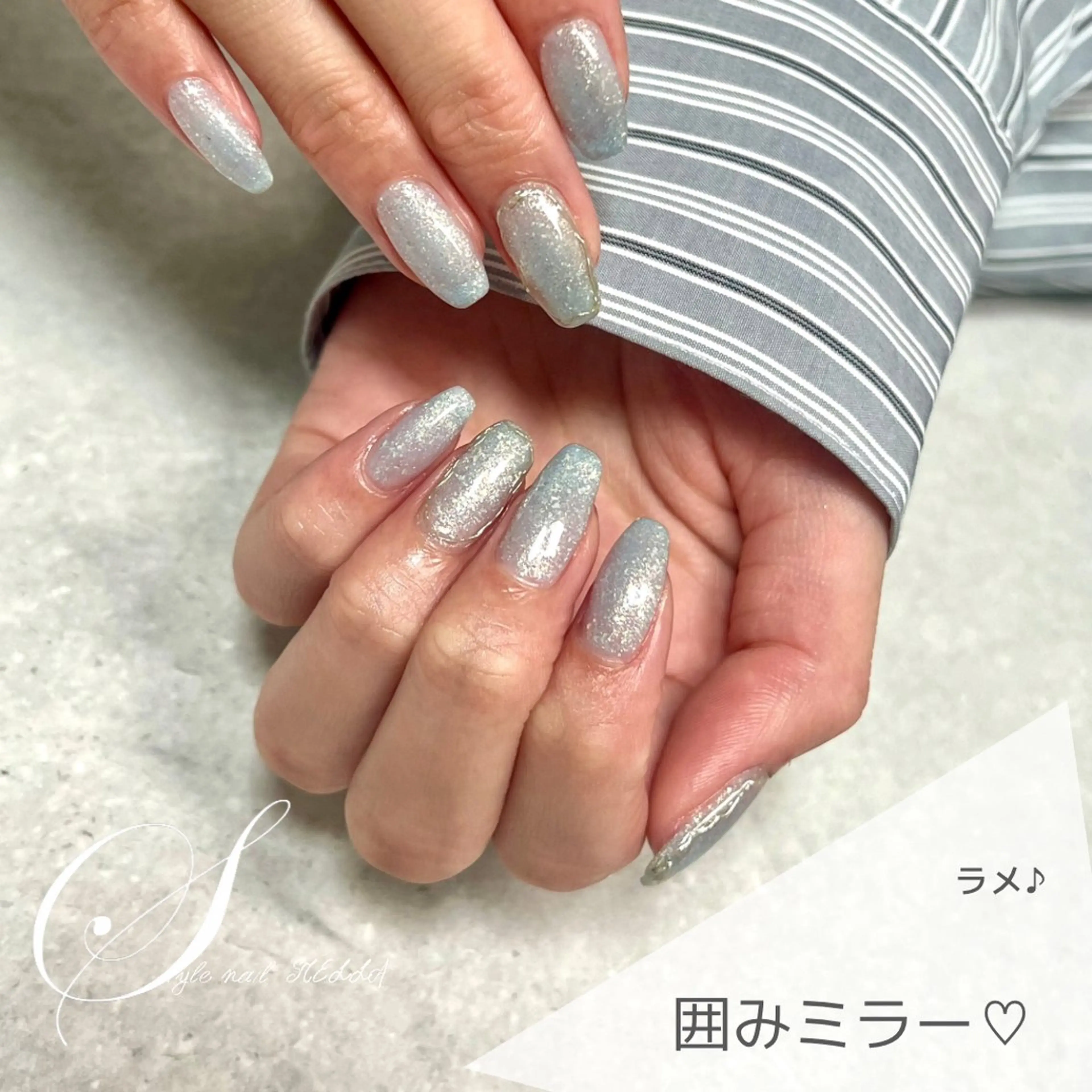 ネイル ミラーネイル ハンドネイル ステラ marikominoのネイルデザイン