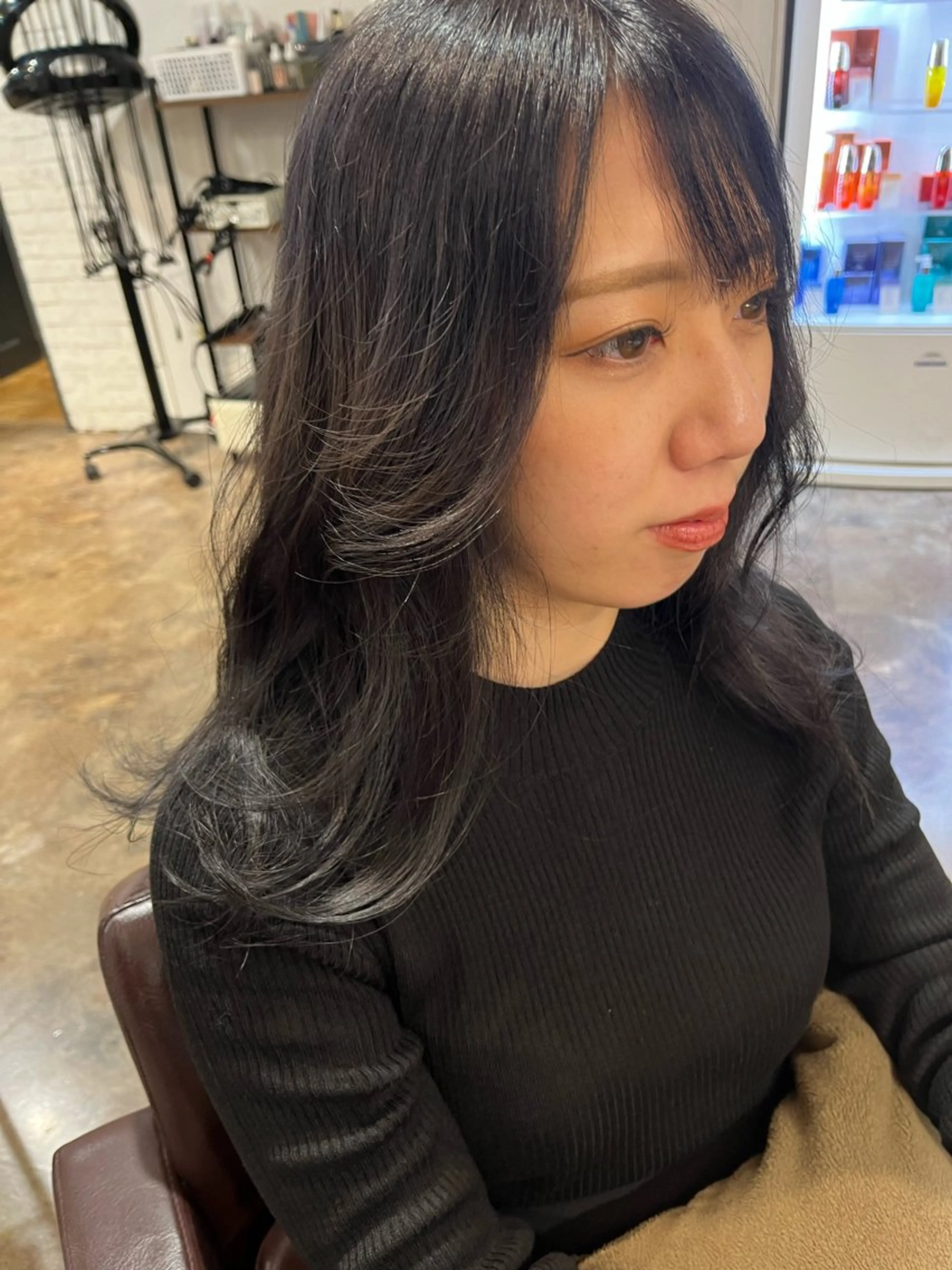 セミロング カラー ブルーカラー ブルーグレー ブルーグレージュ グレージュ ヘアカラー トリートメント kanato🇰🇷 【札幌韓国ヘア】のヘアスタイル