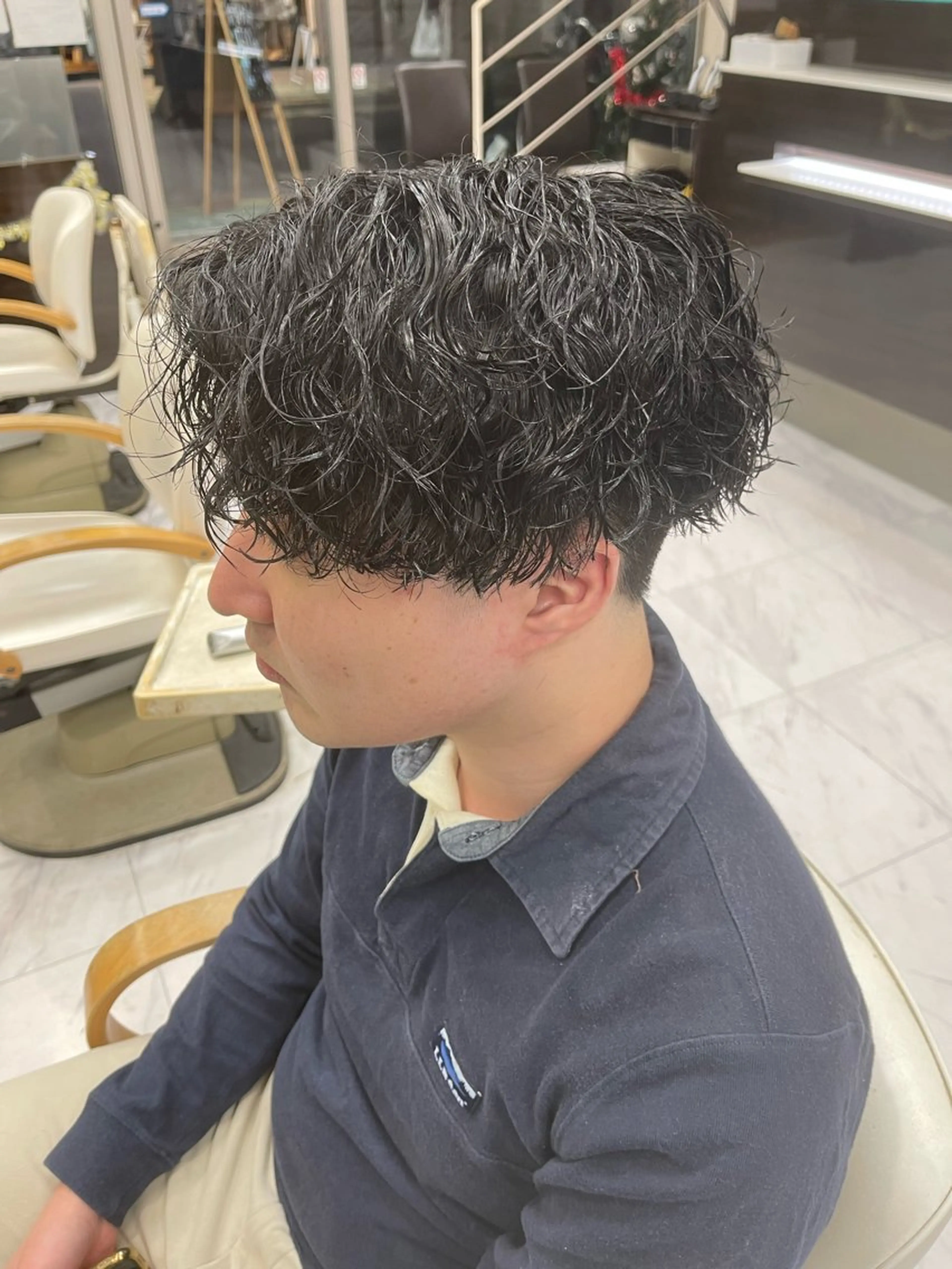 ショート パーマ メンズ センターパート カット パーマ トリートメント 🌻メンズカット 落合諒🌻のヘアスタイル