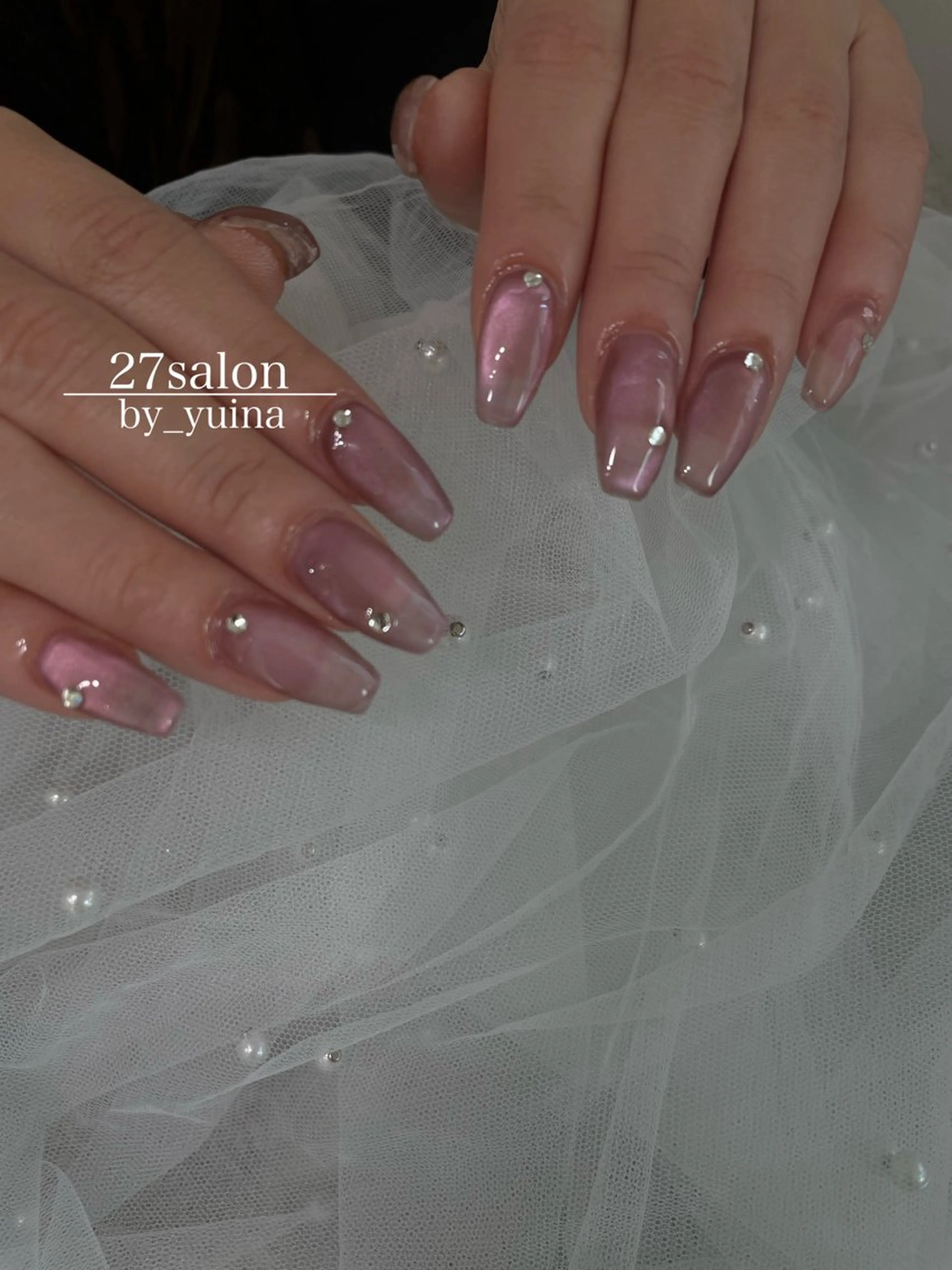 ネイル 氷ネイル・うるうるネイル マグネットネイル ハンドネイル 27salon yuinaのネイルデザイン