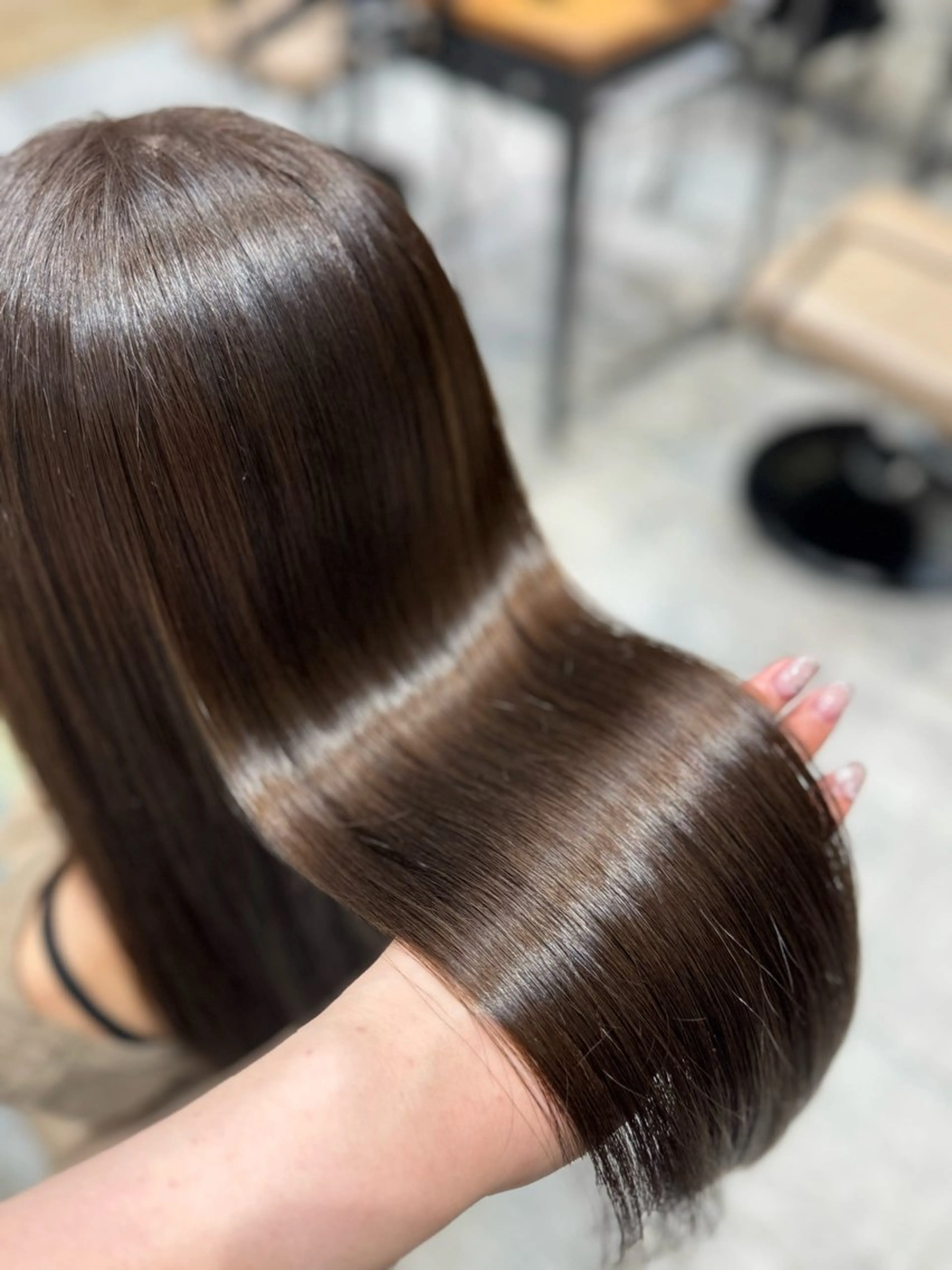セミロング カラー セミロングパーマ アッシュ ベージュカラー 黒髪 ブルーカラー ヘアカラー トリートメント 新宿透明感カラー 髪質改善/吉川怜奈のヘアスタイル