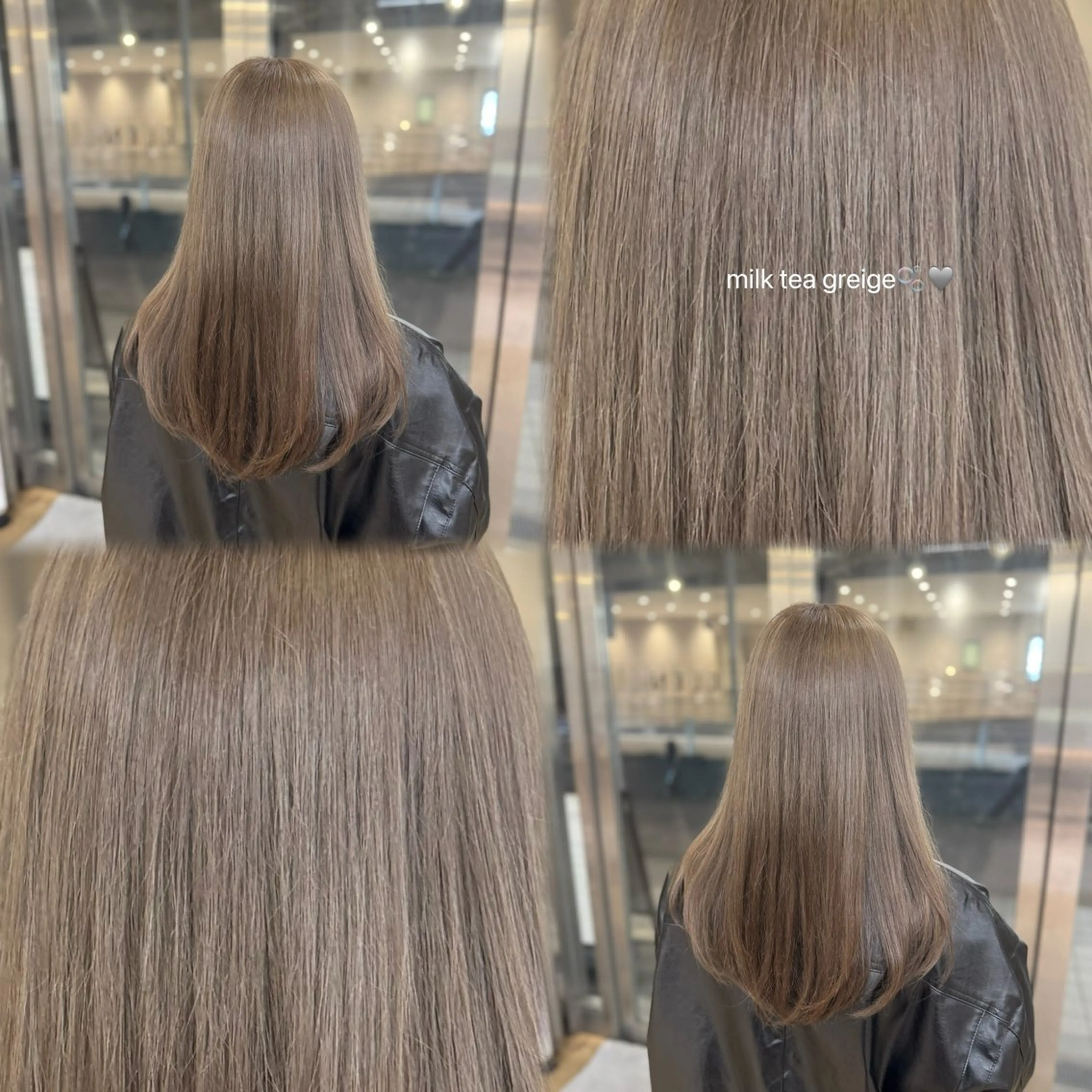 ロング カラー グレージュ クリスマス ヘアカラー トリートメント ハイトーン/艶カラー /ケアブリーチ/香音のヘアスタイル