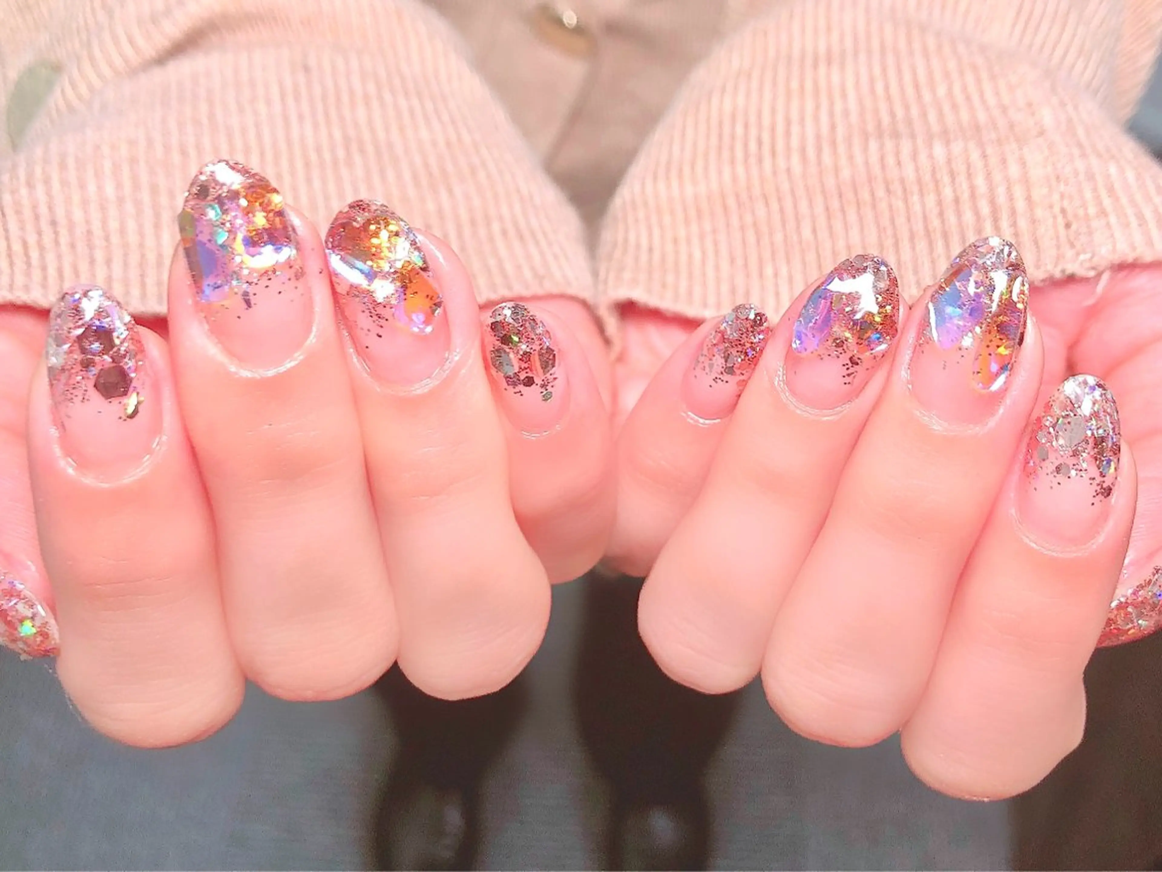 ネイル 長さ出し ジェルネイル ミディアムネイル ハンドネイル en.所属・en. NATSUKOのネイルデザイン