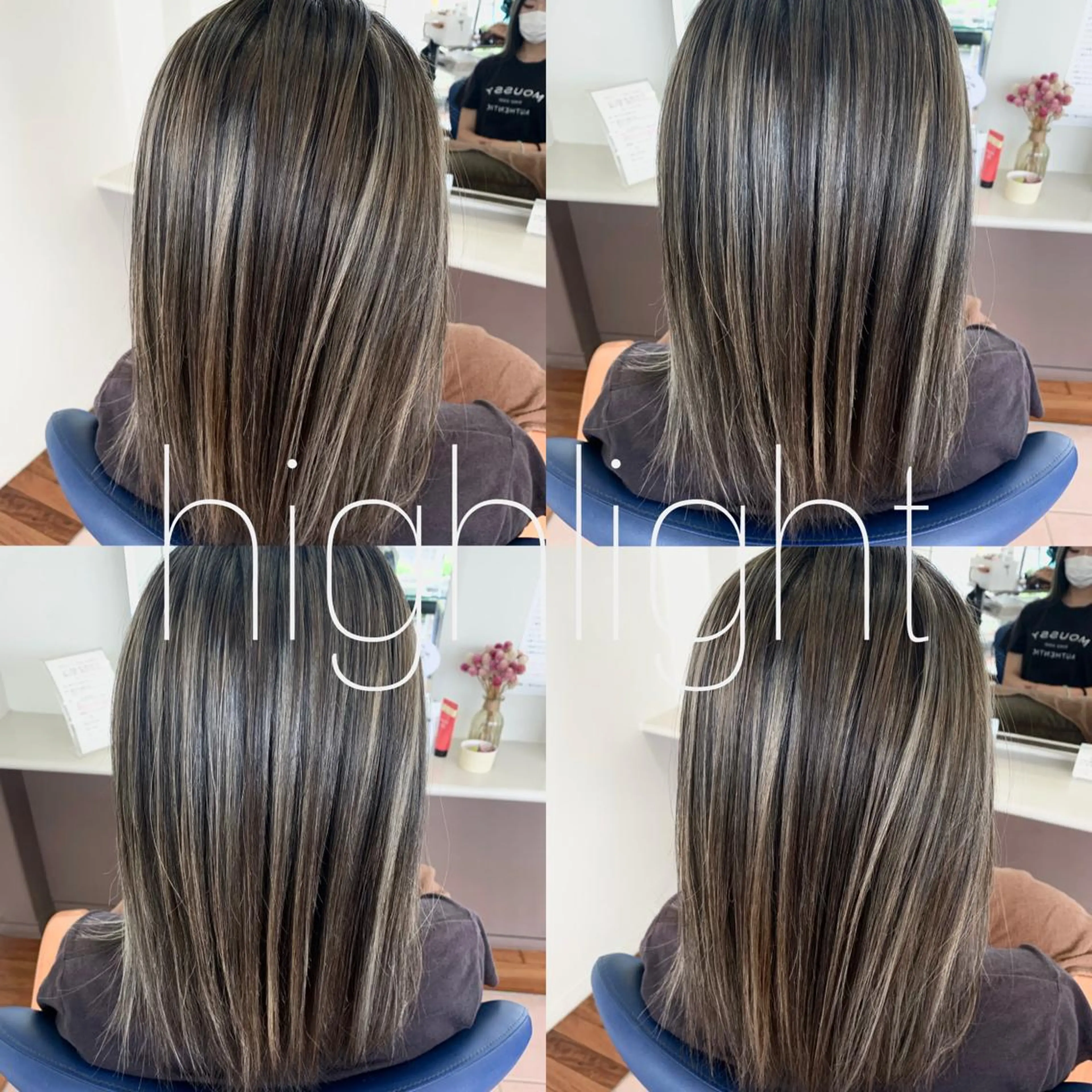 セミロング カラー バレイヤージュ ハイライトカラー ハイライト レイヤーカット hair salon siro所属・小澤 志穂のヘアスタイル
