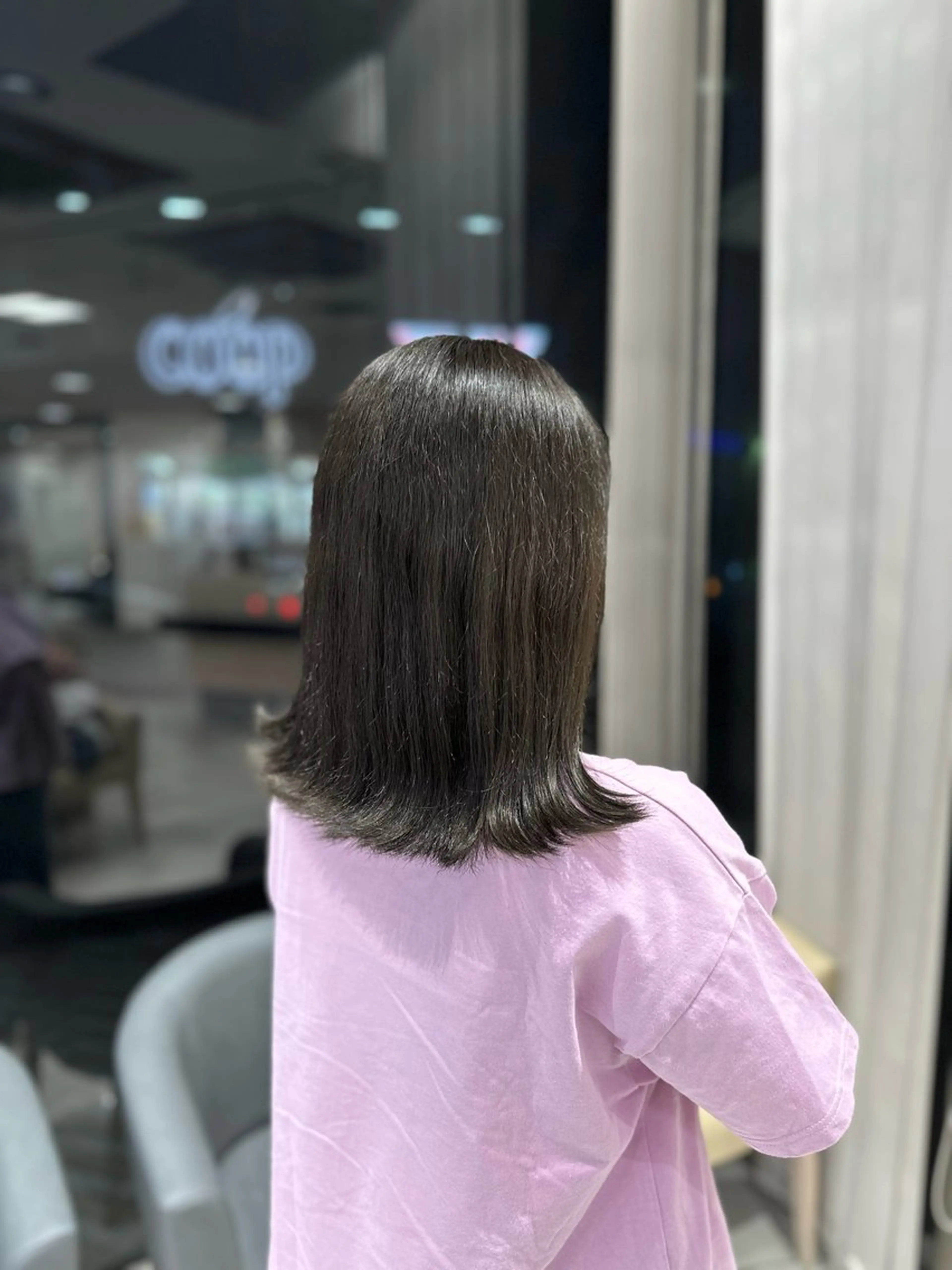 セミロング カラー グレージュ カーキグレージュ カット ヘアカラー クロスパーマ/うる艶 カラー/Kurumiのヘアスタイル